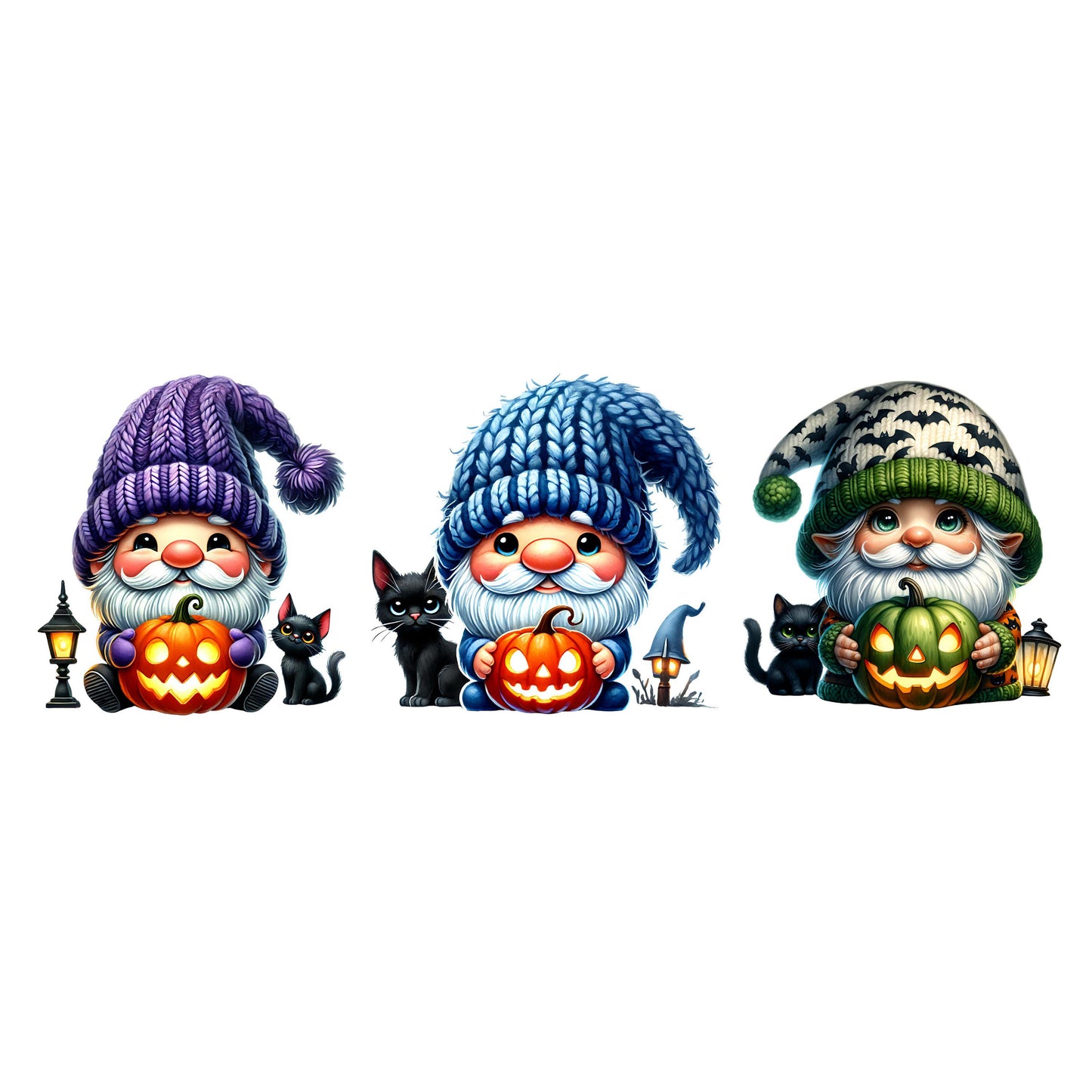 UV DTF Sticker print. Gnome Halloween Hat Bundle decal, tumbler decal. UV wrap for glass can tumbler.#7094