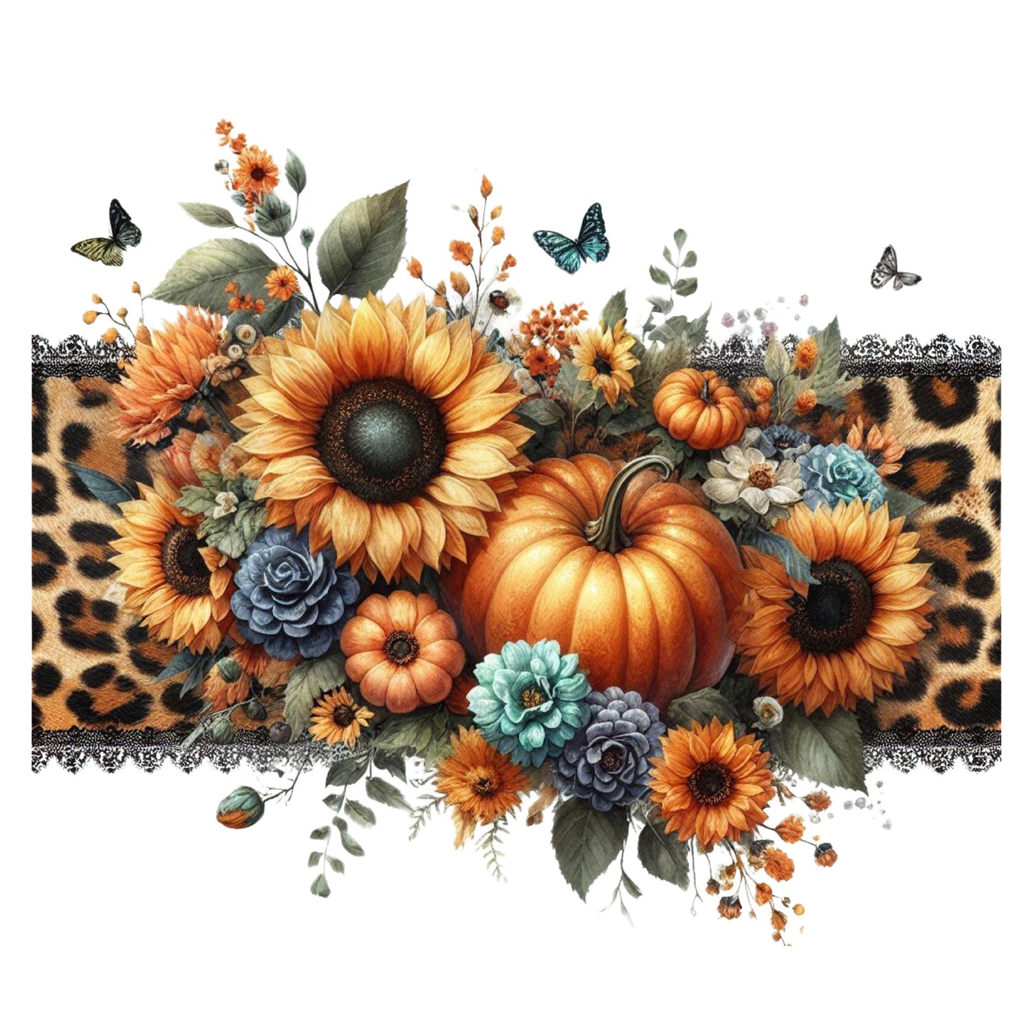 UV DTF Sticker print. Leopard and lace fall wrap decal, glass can tumbler decal. UV wrap for glass can tumbler. #5190