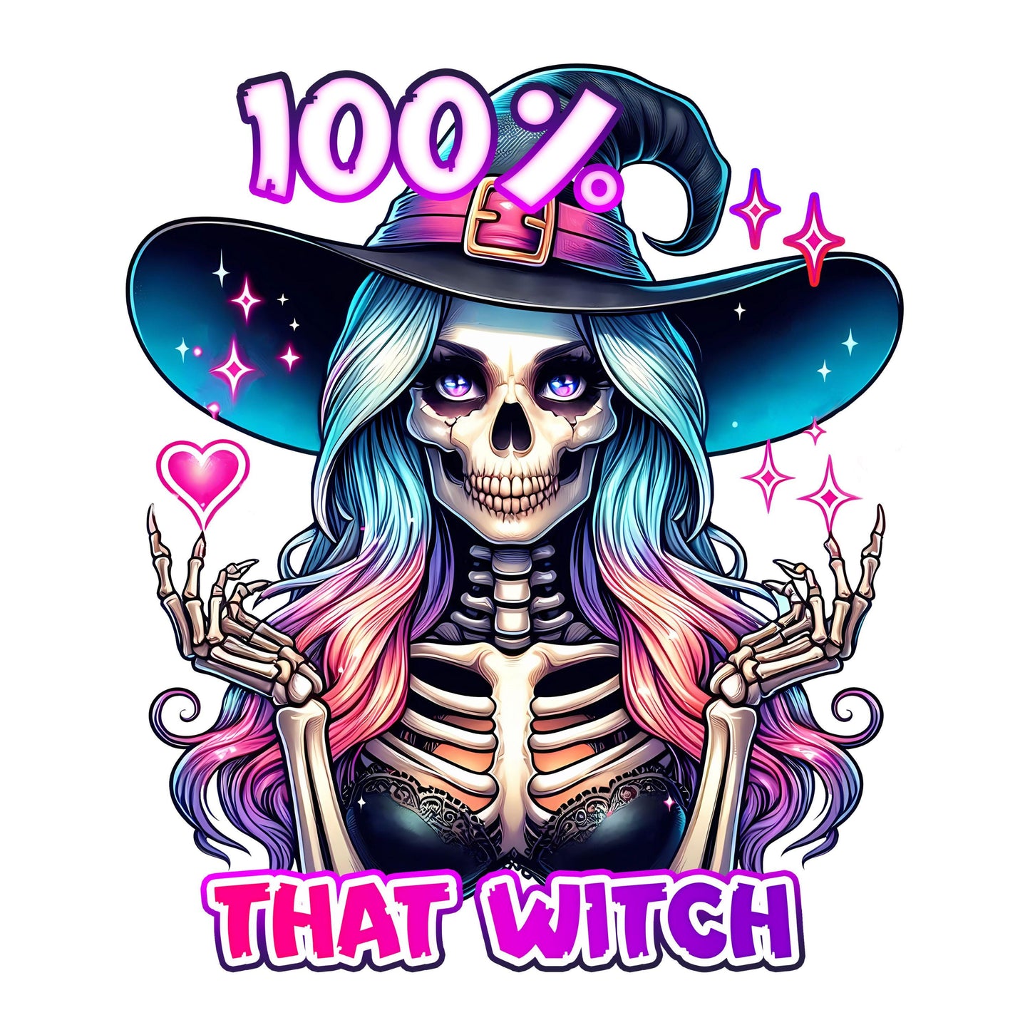 UV DTF Sticker print 100% that witch Halloween skull witch decal, tumbler decal, permanent sticker. Uv wrap for glass can tumbler. #7101