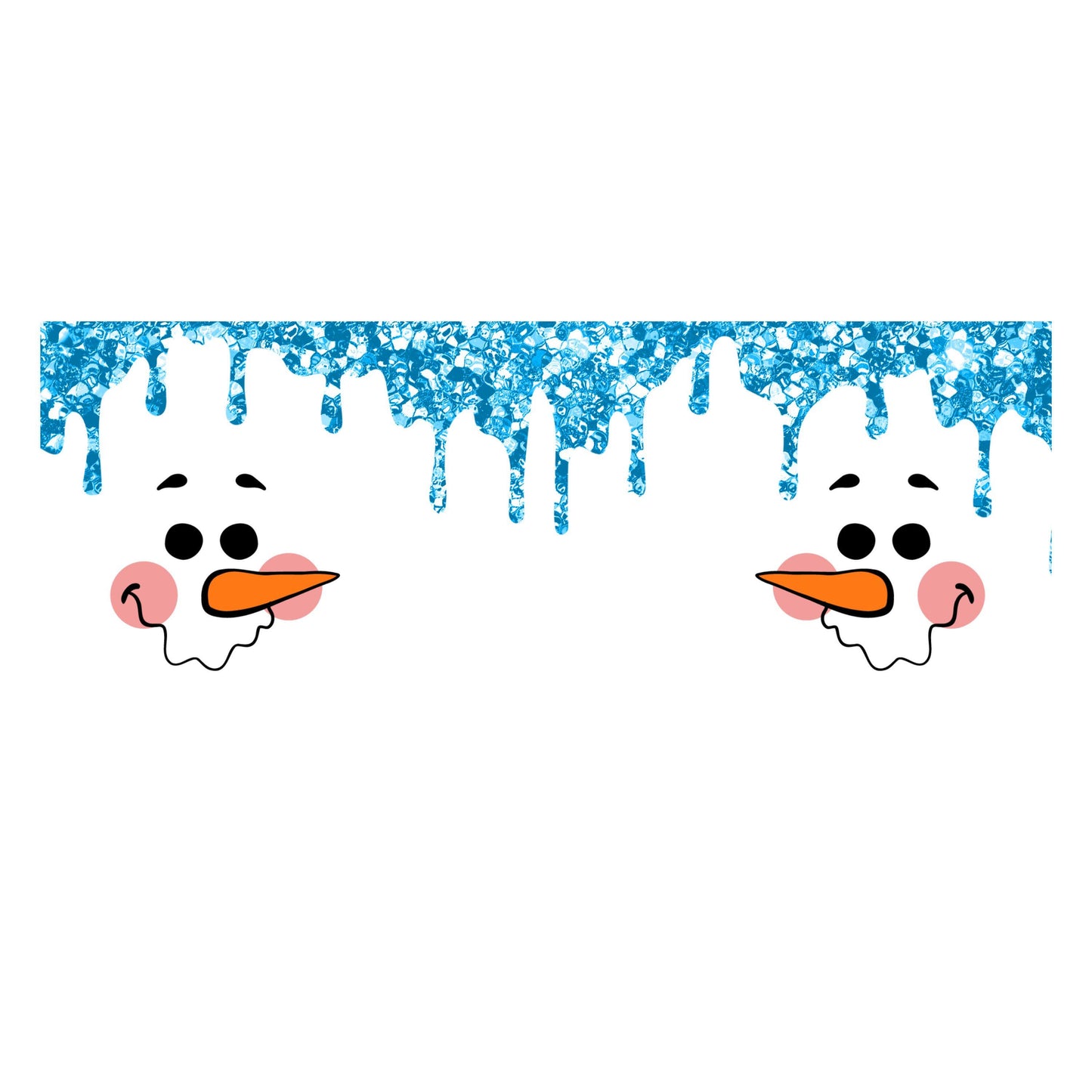 UV DTF Sticker print Glitter drip snowman cute wrap decal, tumbler wrap decal, glass can permanent sticker. #7114