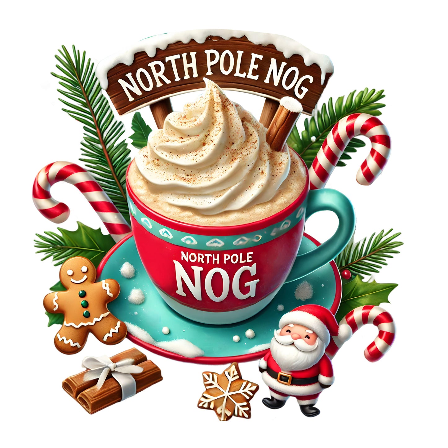 UV DTF Sticker print North Pole Nog Christmas decal, tumbler decal, permanent sticker. #7123