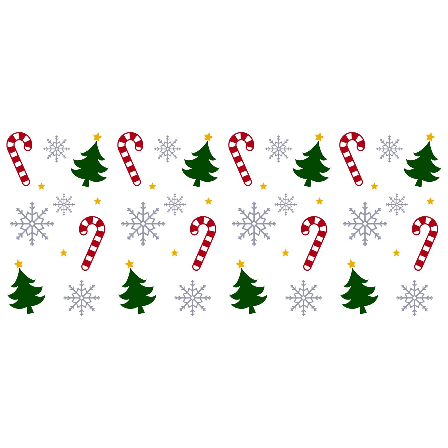 UV DTF Sticker print Trees, candy canes and snowflakes Christmas element sheet or wrap decal, tumbler decal, permanent sticker. #7130