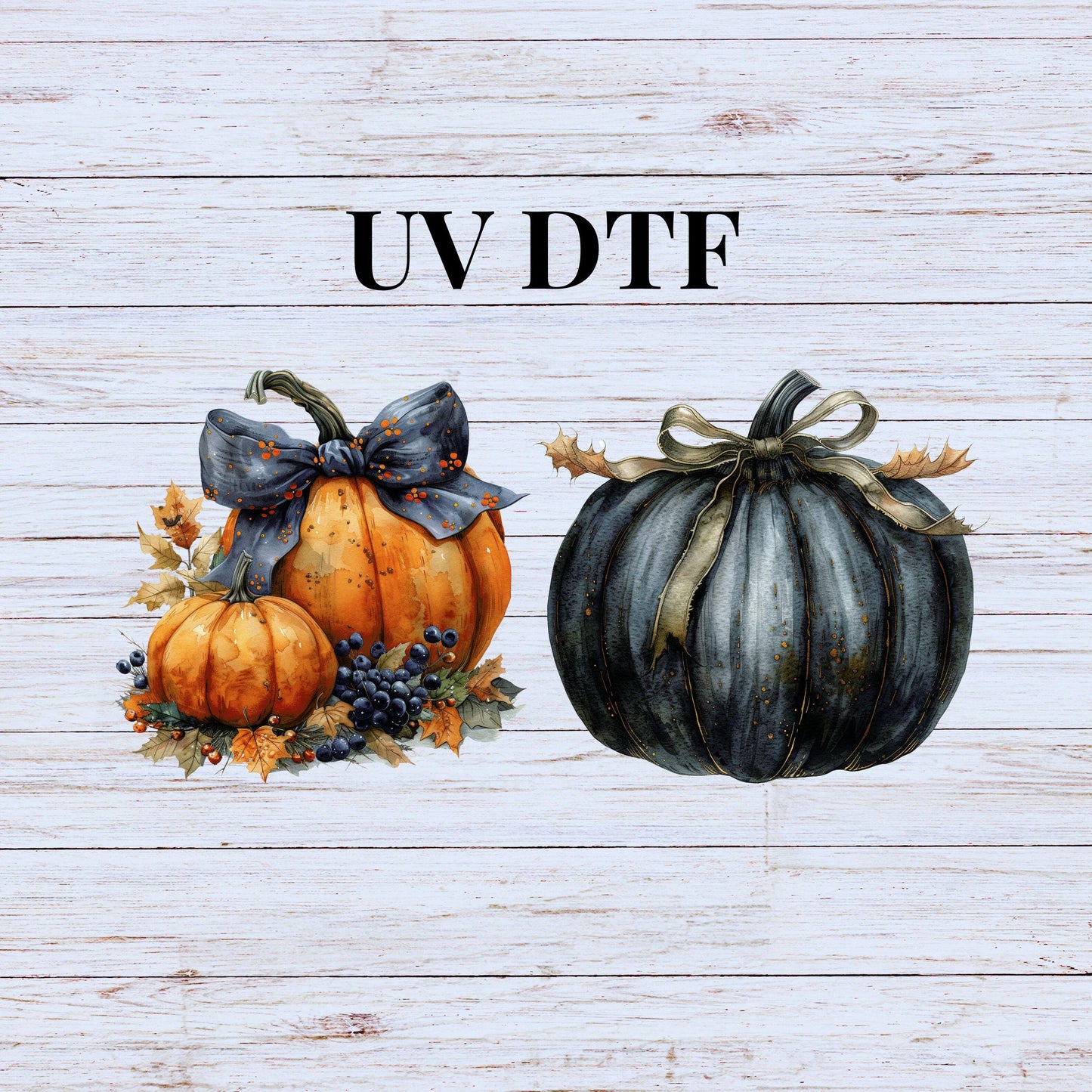 UV DTF Sticker print Grungy Pumpkin Set Halloween and fall decal, tumbler decal, permanent sticker. Uv wrap for glass can tumbler. #7135