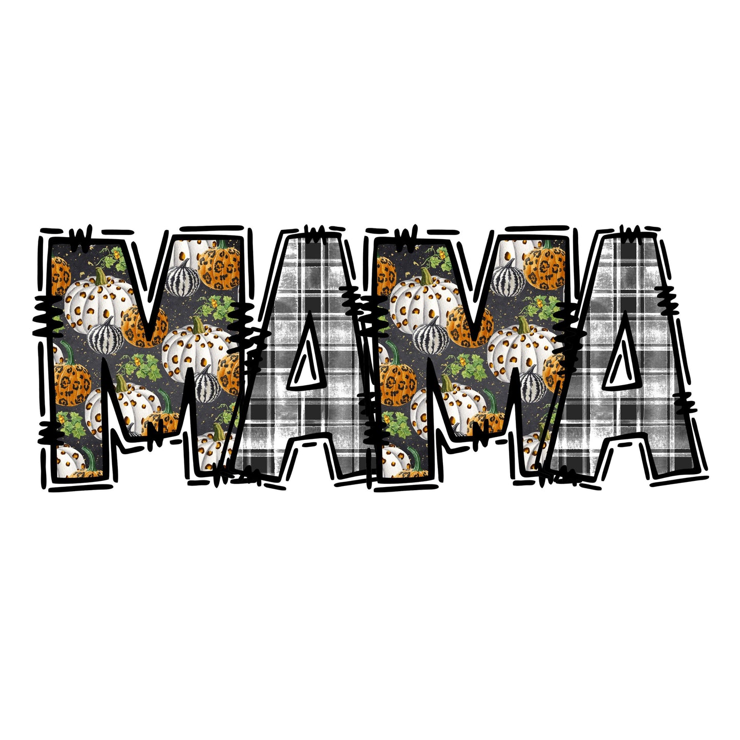 UV DTF Sticker print Mama plaid and pumpkins fall decal, tumbler decal, permanent sticker. #4247