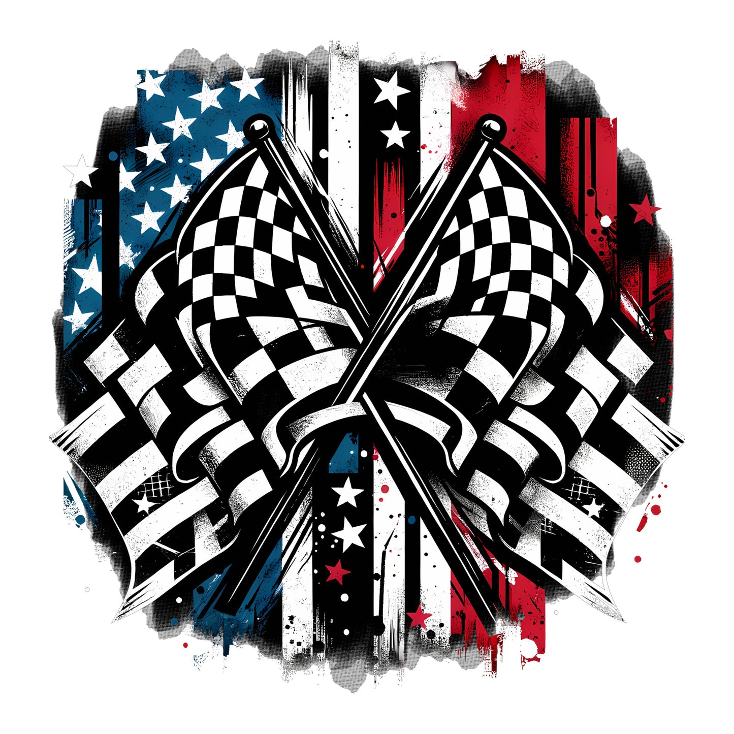 UV DTF Sticker print Racing flags with black border patriotic decal, tumbler decal, permanent sticker. #10091