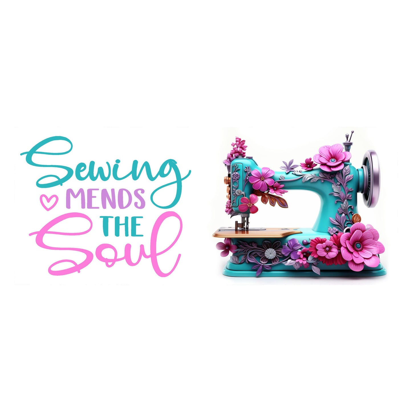 UV DTF Sticker print. Sewing mends the soul seamstress can or tumbler wrap decal, tumbler decal. UV wrap for glass can tumbler. #5207