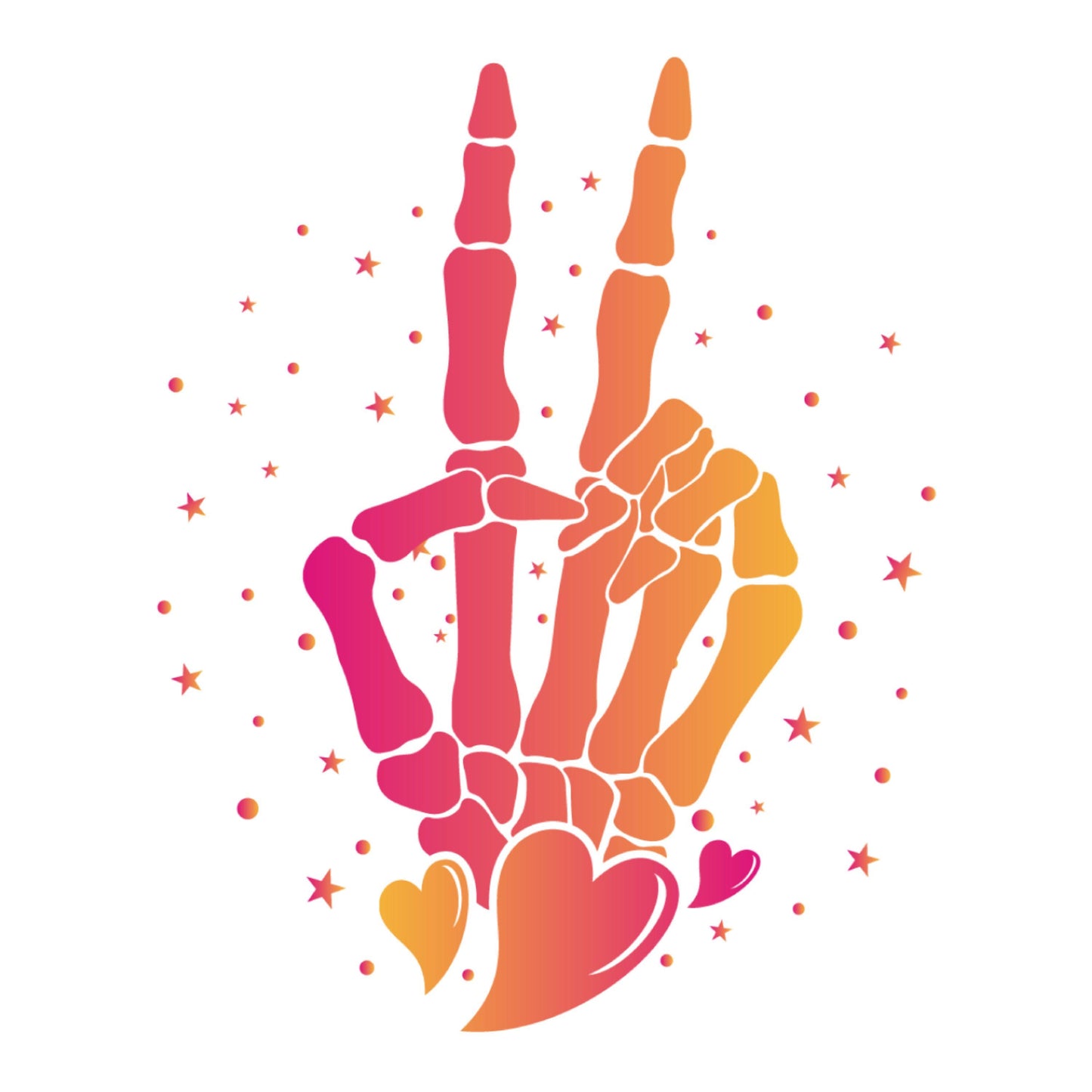 UV DTF Sticker print Ombre Skull fingers peace sign decal, tumbler decal, permanent sticker. #10078