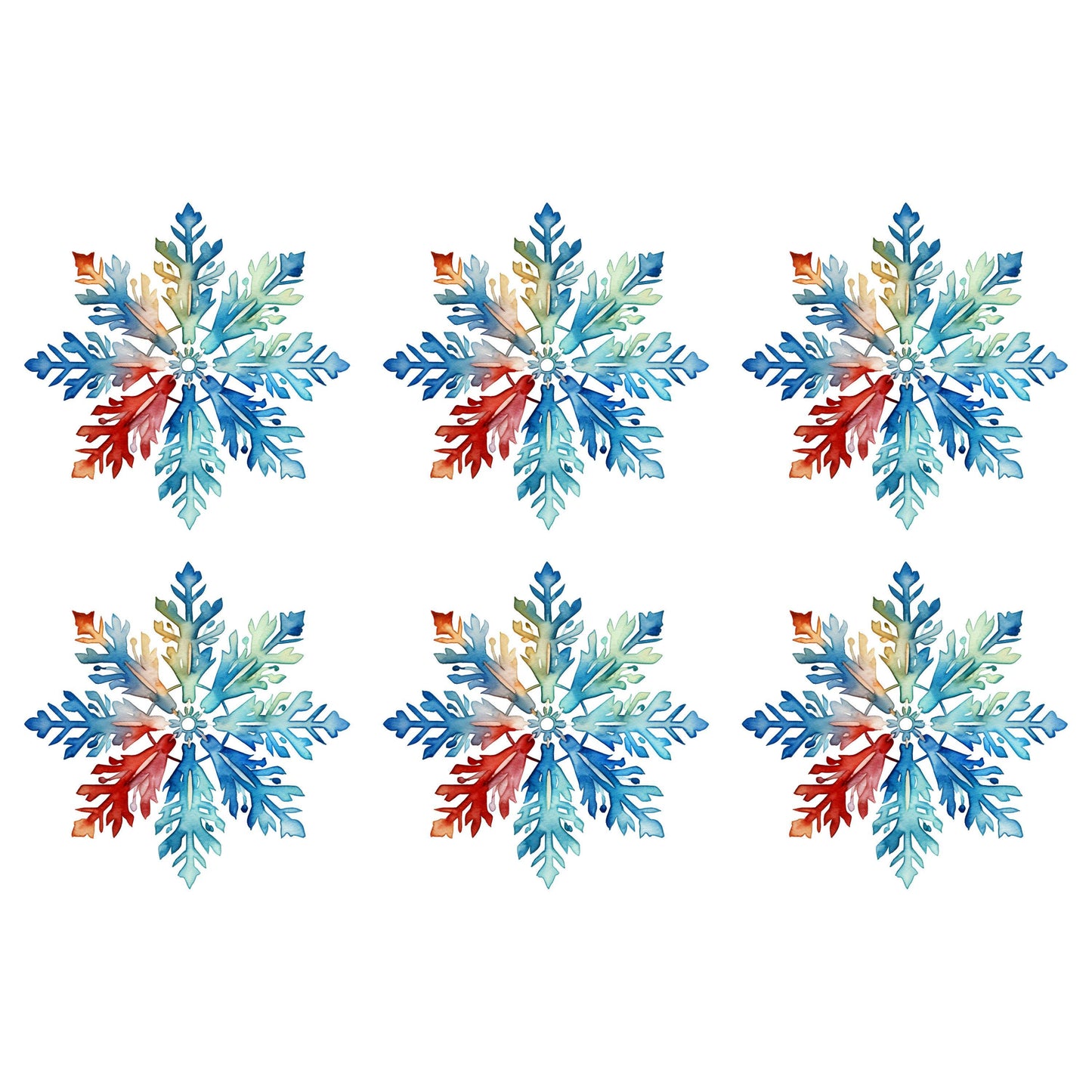 UV DTF Sticker print. Rainbow snowflake Christmas star bundle of 6 decals, tumbler decal. UV wrap for glass can tumbler.#7098