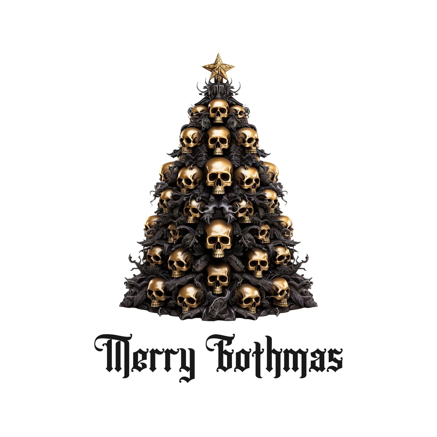 UV DTF Sticker print Merry Gothmas skull Christmas tree goth decal, tumbler decal, permanent sticker. Uv wrap for glass can tumbler. #7102