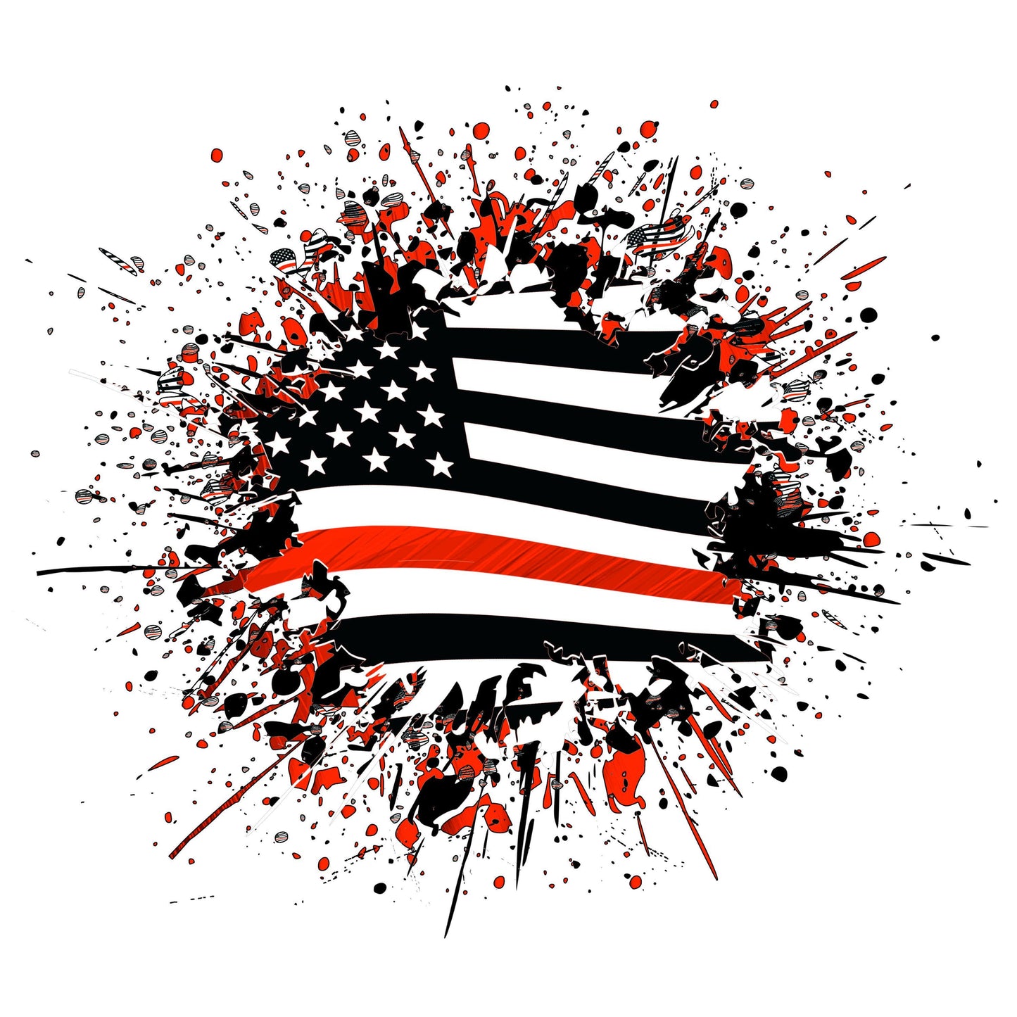 UV DTF Sticker print. Fireman Flag splatter decal, tumbler decal, permanent sticker, tumbler. #10093