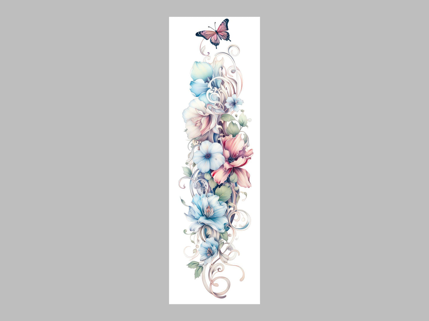 UV DTF Pen Wrap Ready To Apply Sticker Print. Full color butterfly and flowers Uv Dtf Pen wrap. #8019