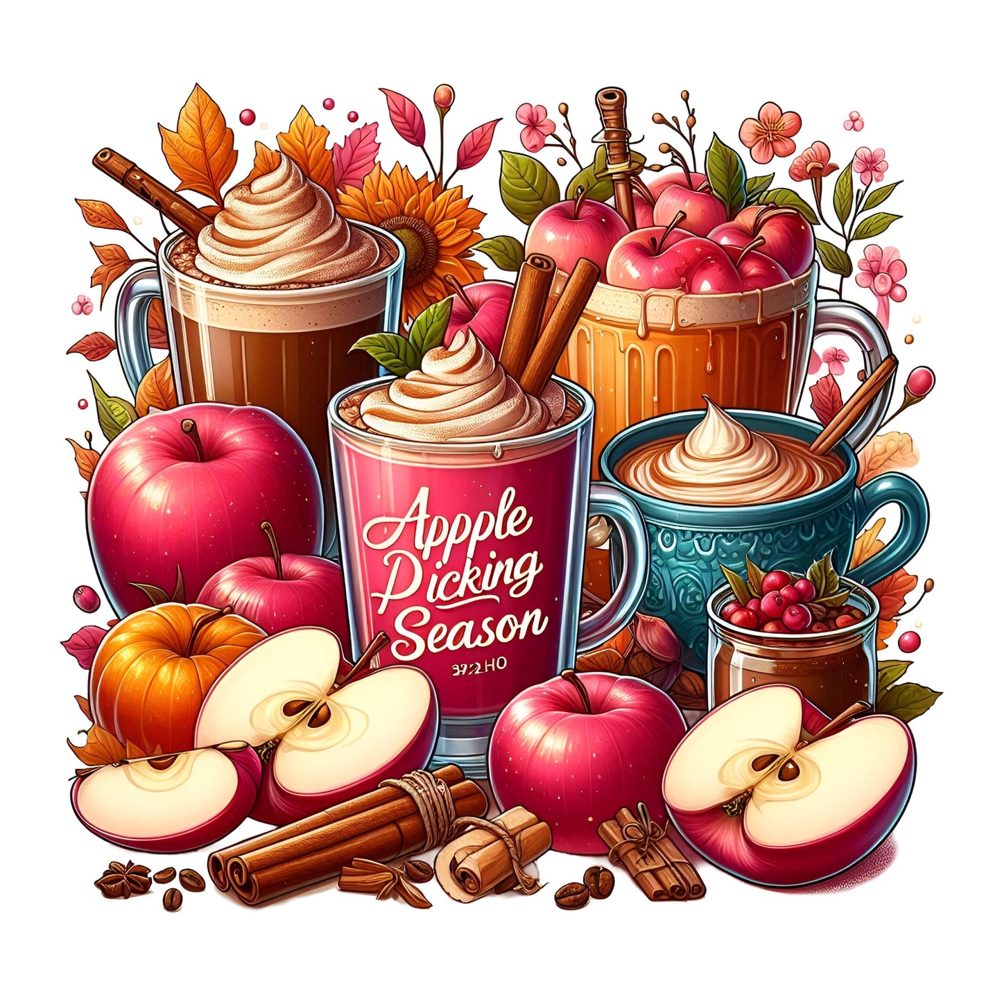 UV DTF Sticker print Apple Picking season fall grouping decal, tumbler decal, permanent sticker. #7176
