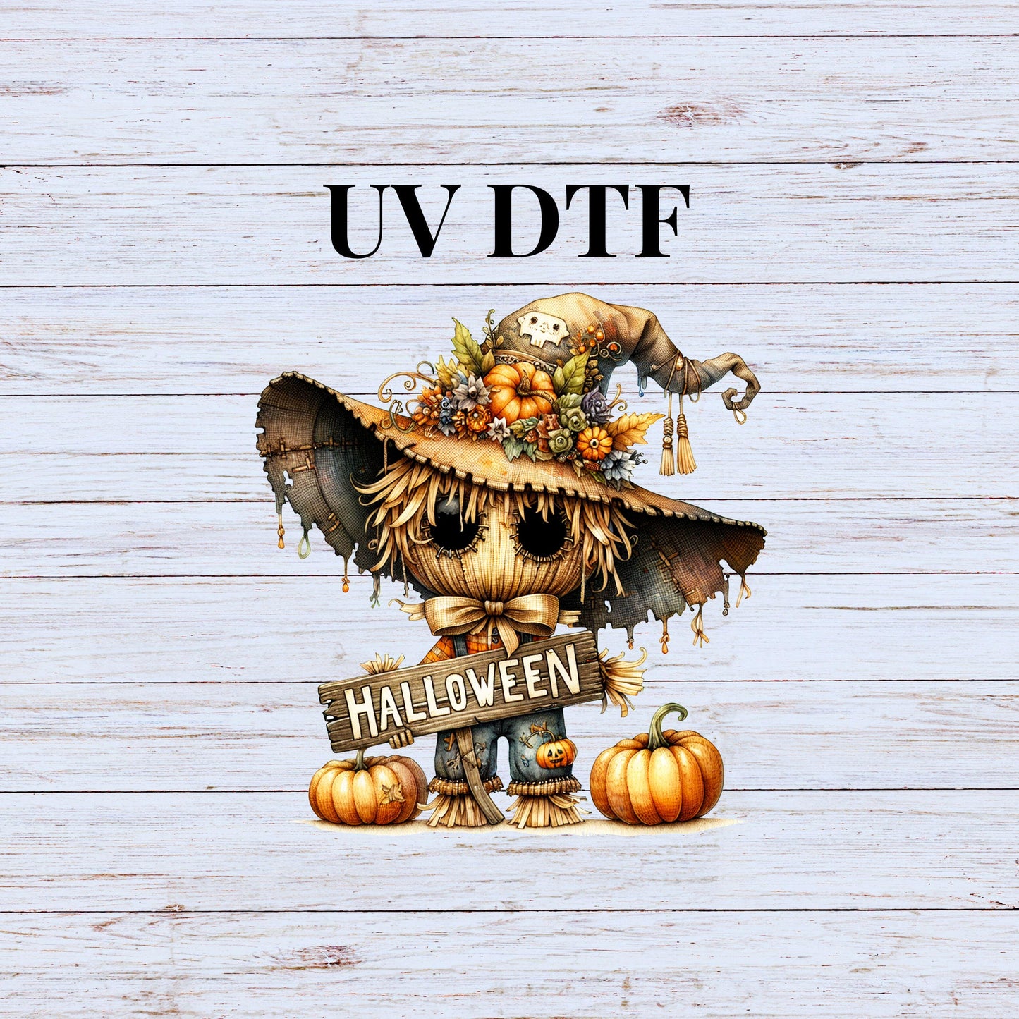 UV DTF Sticker print Halloween Scarecrow decal, tumbler decal, permanent sticker. #7178