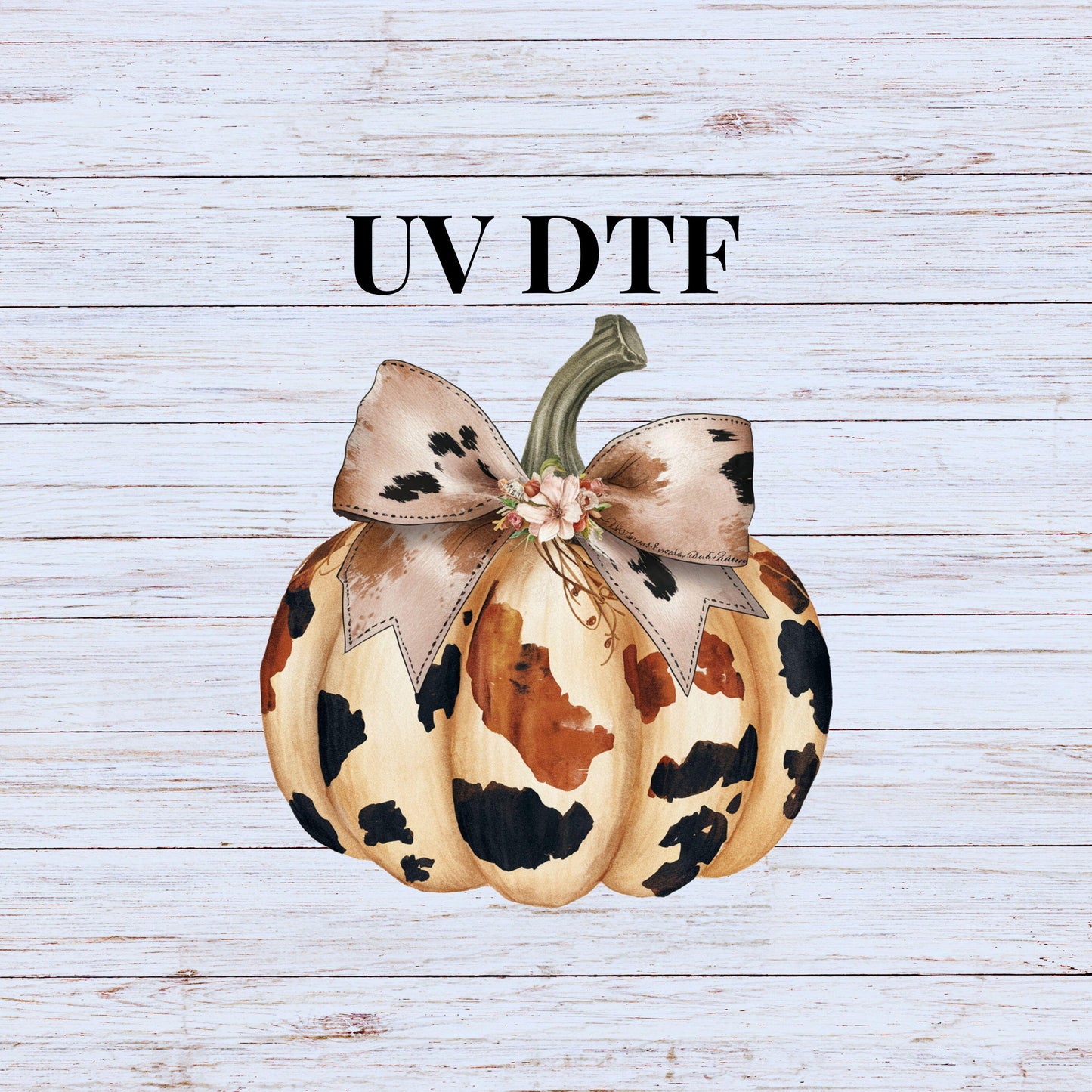UV DTF Sticker print Cow print pumpkin country western decal, tumbler decal, permanent sticker. #7185