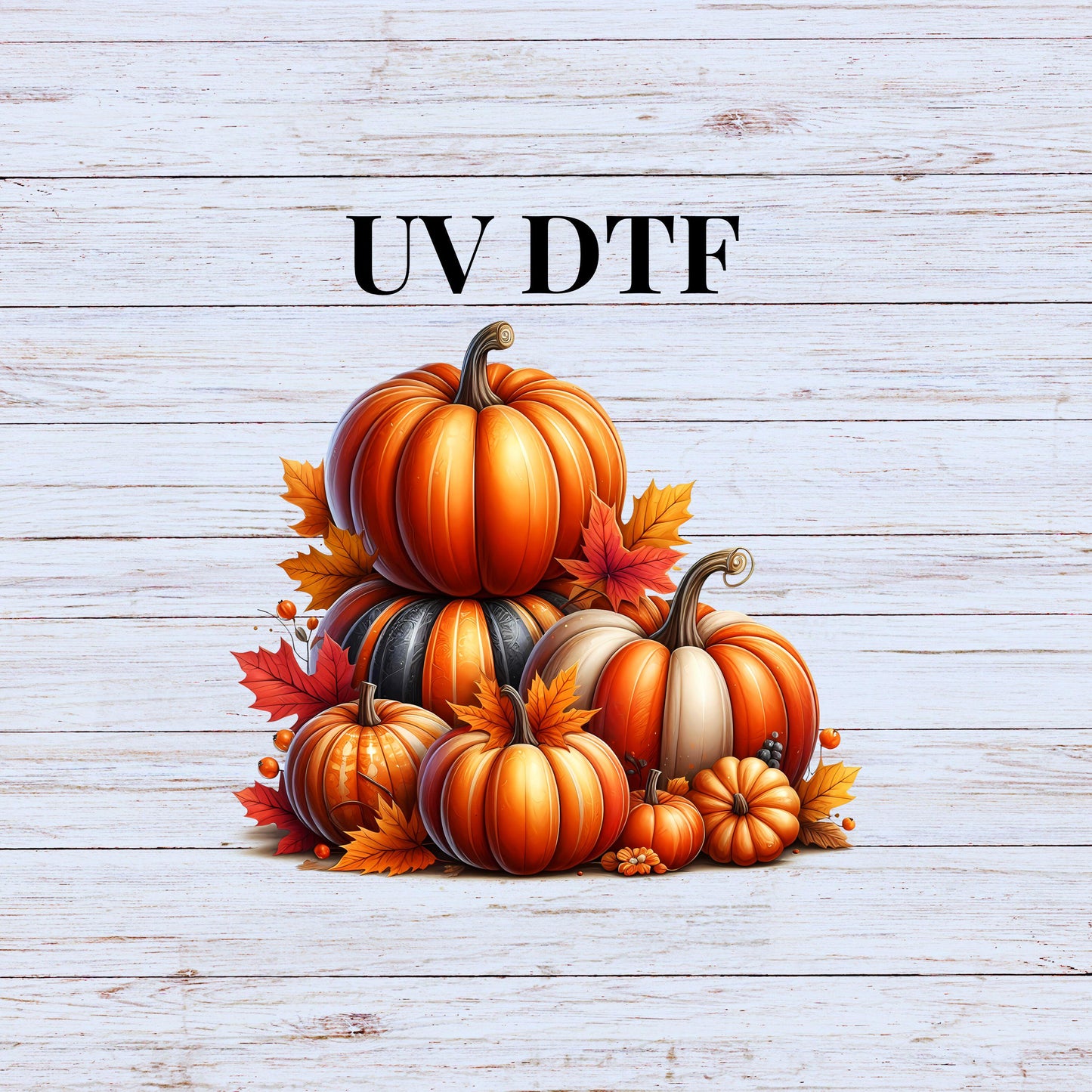 UV DTF Sticker print Autumn pumpkins fall grouping decal, tumbler decal, permanent sticker. #7186