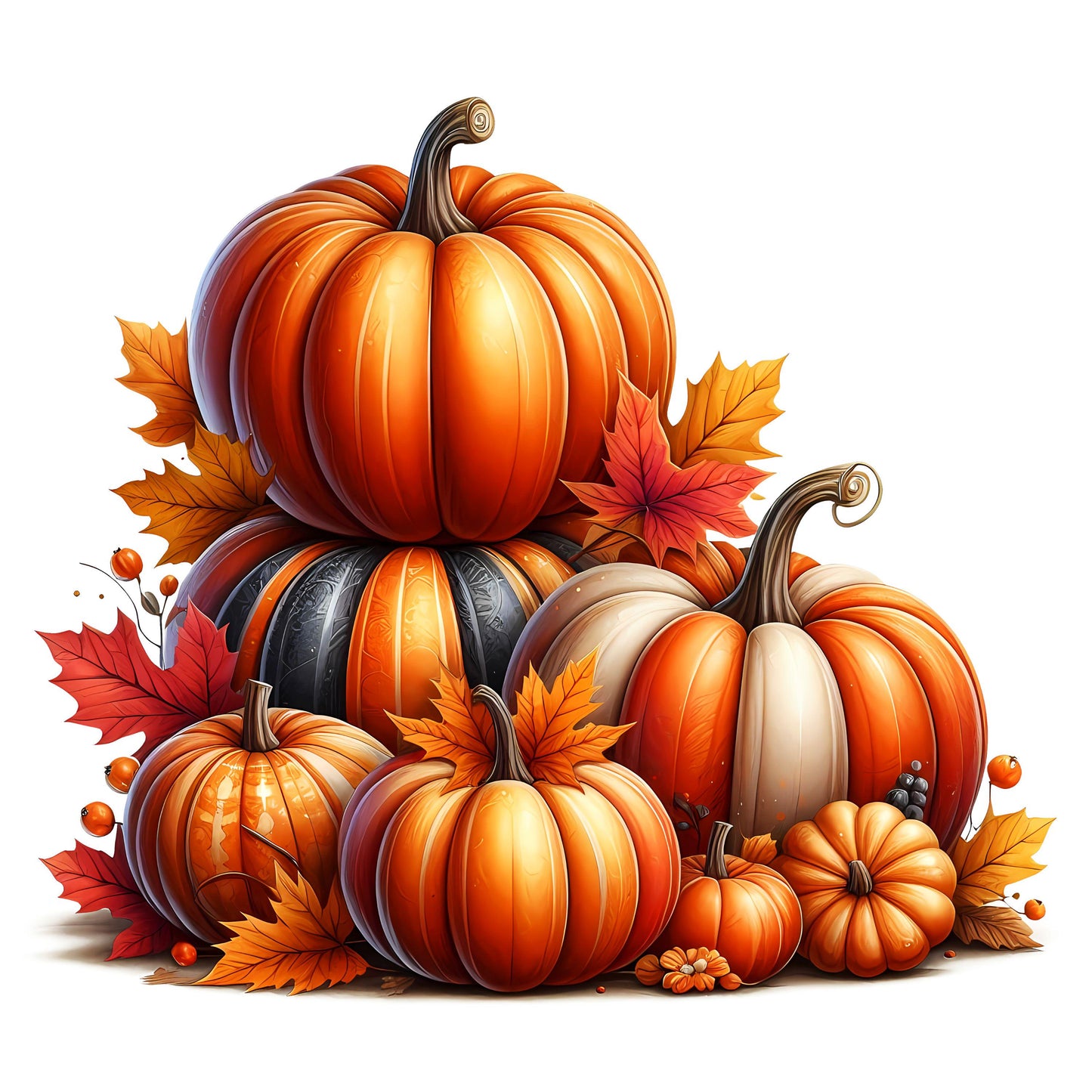 UV DTF Sticker print Autumn pumpkins fall grouping decal, tumbler decal, permanent sticker. #7186
