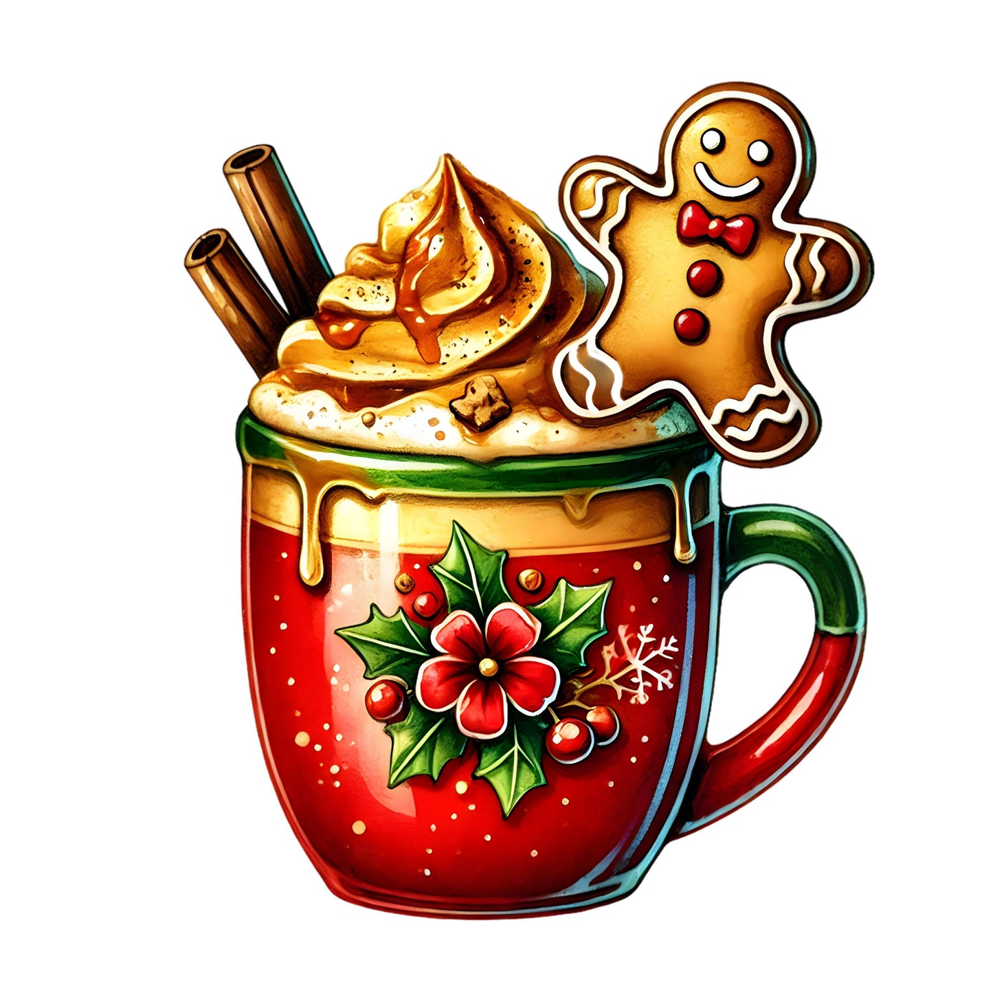 UV DTF Sticker print Gingerbread Christmas Coffee decal, tumbler decal, permanent sticker. #7122