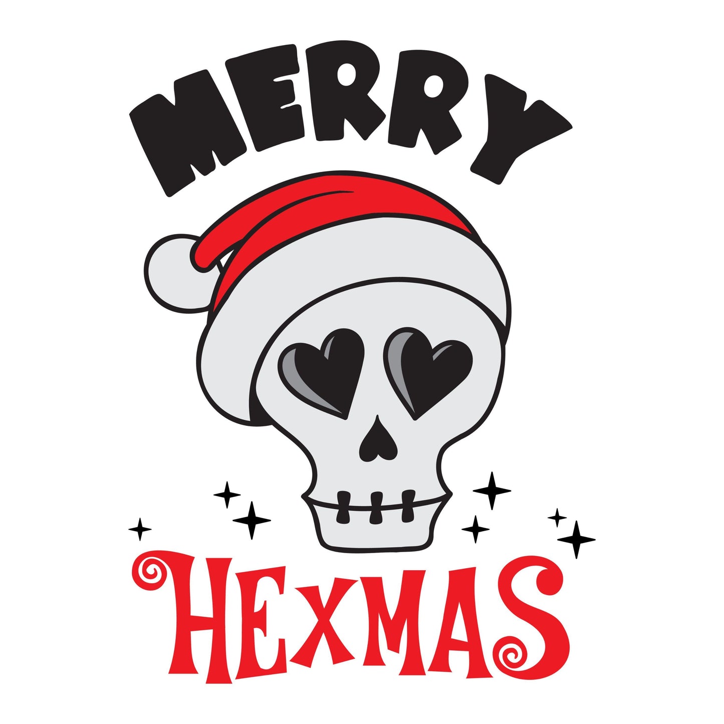 UV DTF Sticker print Merry Hexmas Skull with Santa hat decal, tumbler decal, permanent sticker. #7125