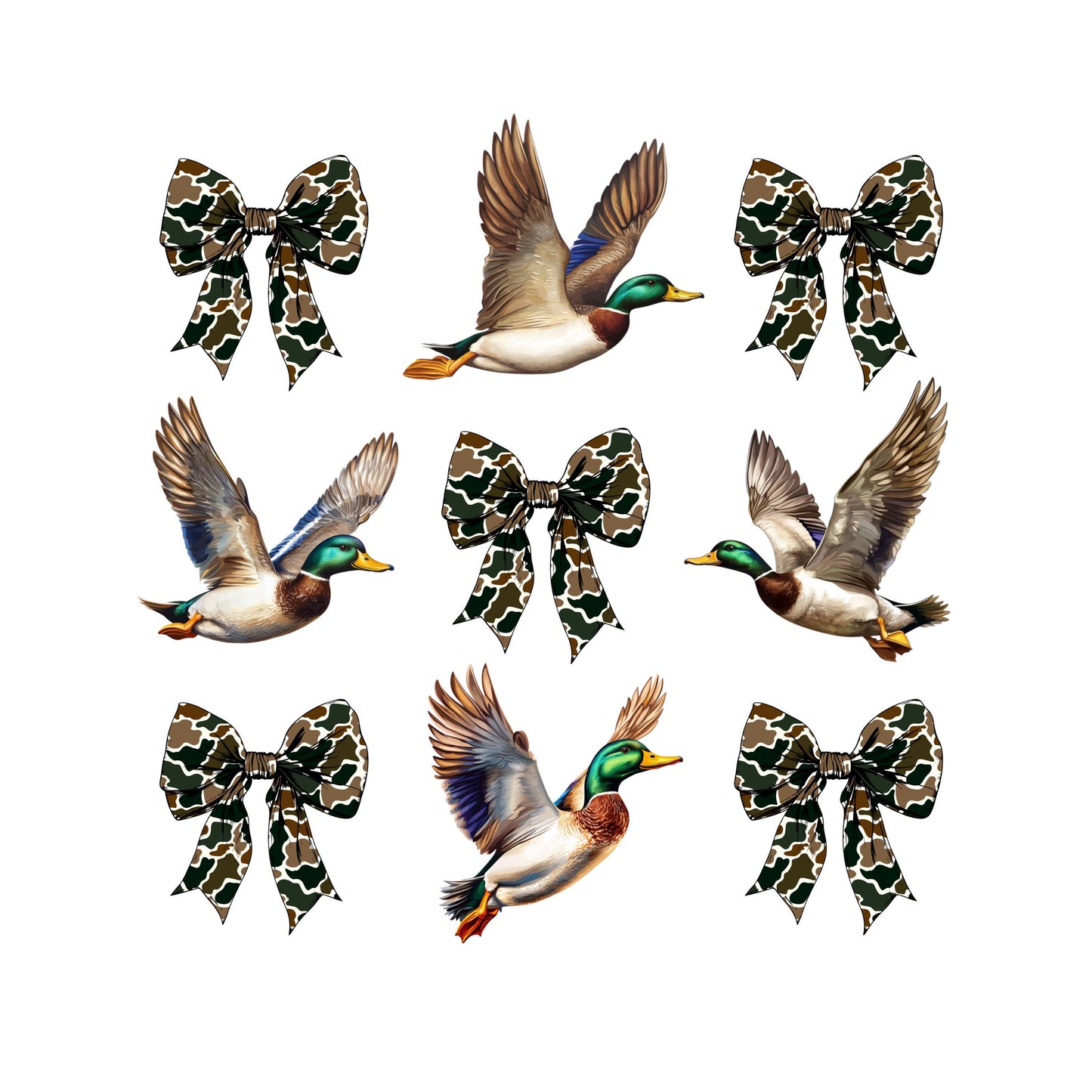 UV DTF Sticker print Camo Duck with Bows Croquette decal, tumbler decal, permanent sticker. #9022