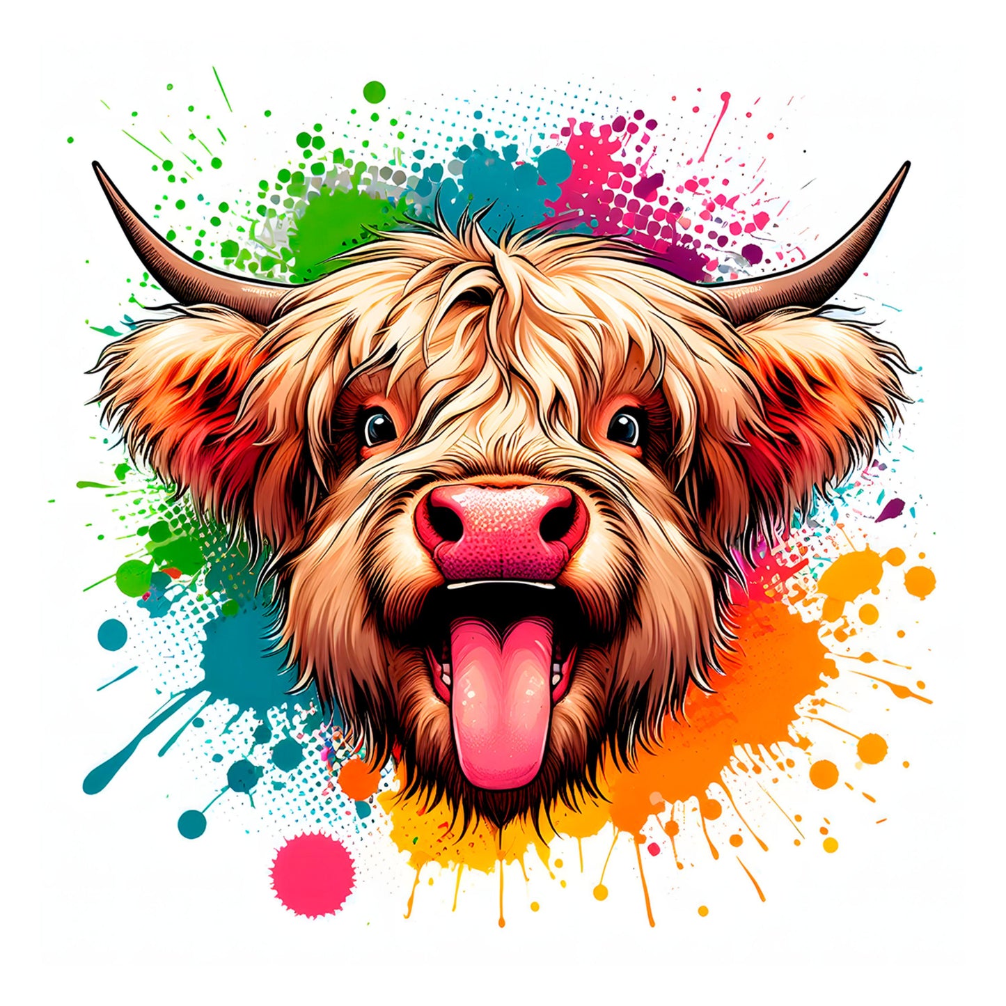 UV DTF Sticker print. Cow paint splash funny cow decal, tumbler decal. UV wrap for glass can tumbler.#1041