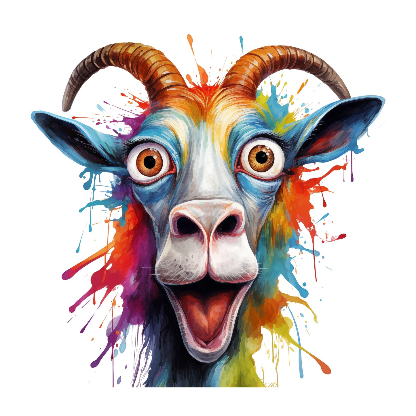 UV DTF Sticker print. Goat paint splash, funny goat decal, tumbler decal. UV wrap for glass can tumbler.#1042