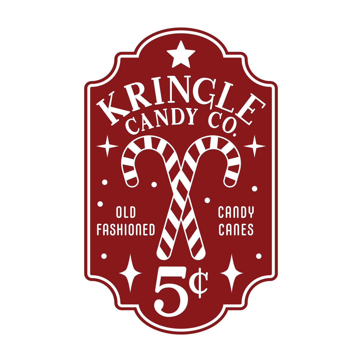 UV DTF Sticker print Kringle Candy Co label Old Fashioned Candy Canes decal, tumbler decal, permanent sticker. #7192