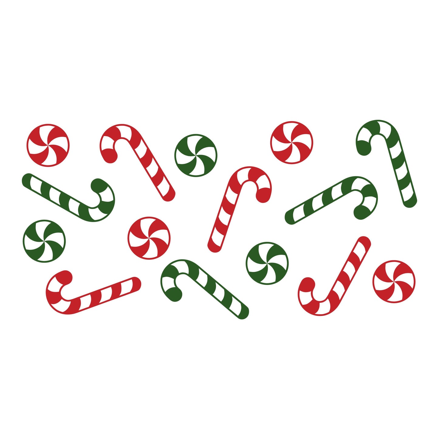 UV DTF Sticker print Red Green Candy cane & mint Wrap Christmas decal, tumbler decal, permanent sticker. Uv wrap for glass can tumbler.#7194