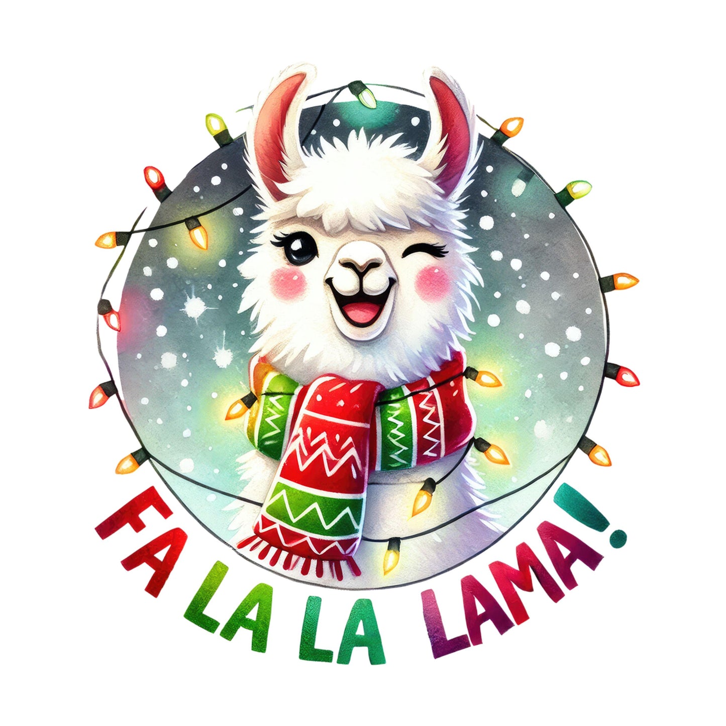 UV DTF Sticker print. Fa La La Lama Christmas decal, tumbler decal. UV wrap for glass can tumbler.#7174