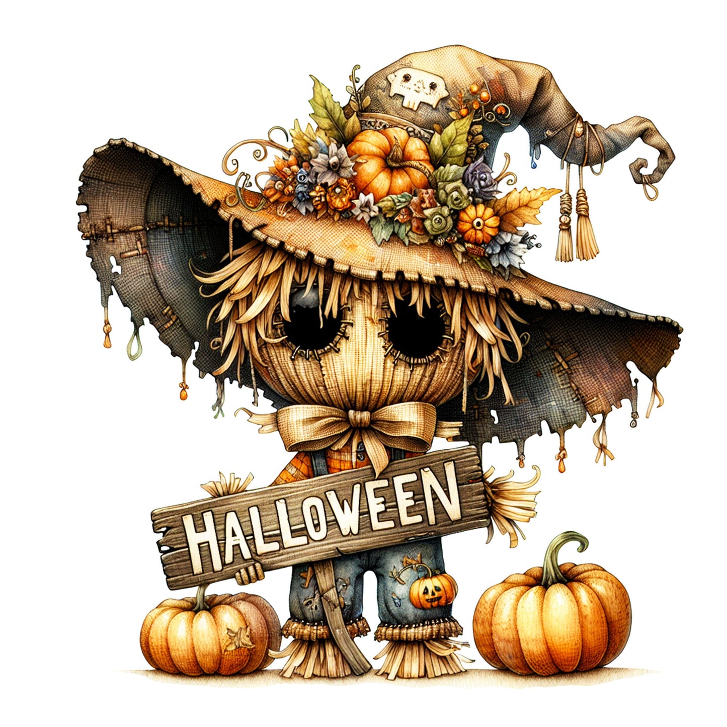 UV DTF Sticker print Halloween Scarecrow decal, tumbler decal, permanent sticker. #7178