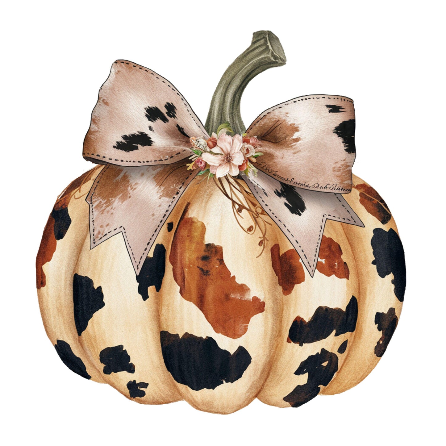 UV DTF Sticker print Cow print pumpkin country western decal, tumbler decal, permanent sticker. #7185