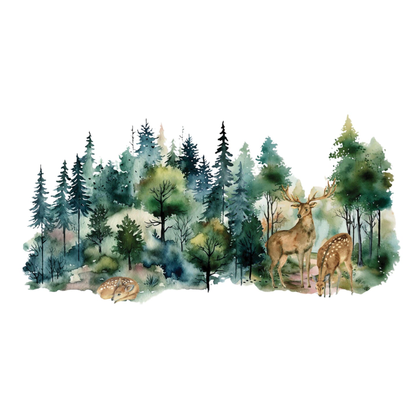 UV DTF Sticker print. Hunting Deer woods scene glass can or tumbler wrap decal, tumbler decal. UV wrap for glass can tumbler. #5210