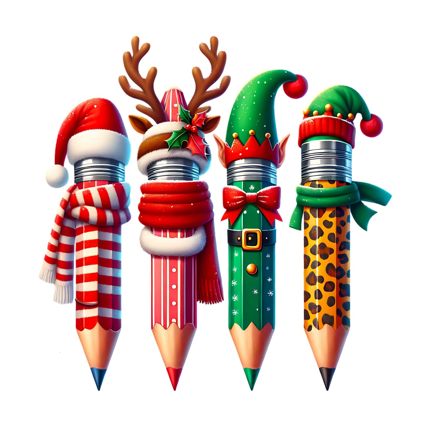 UV DTF Sticker print Christmas pencils Elf Santa and Reindeer decal, tumbler decal, permanent sticker. #7212