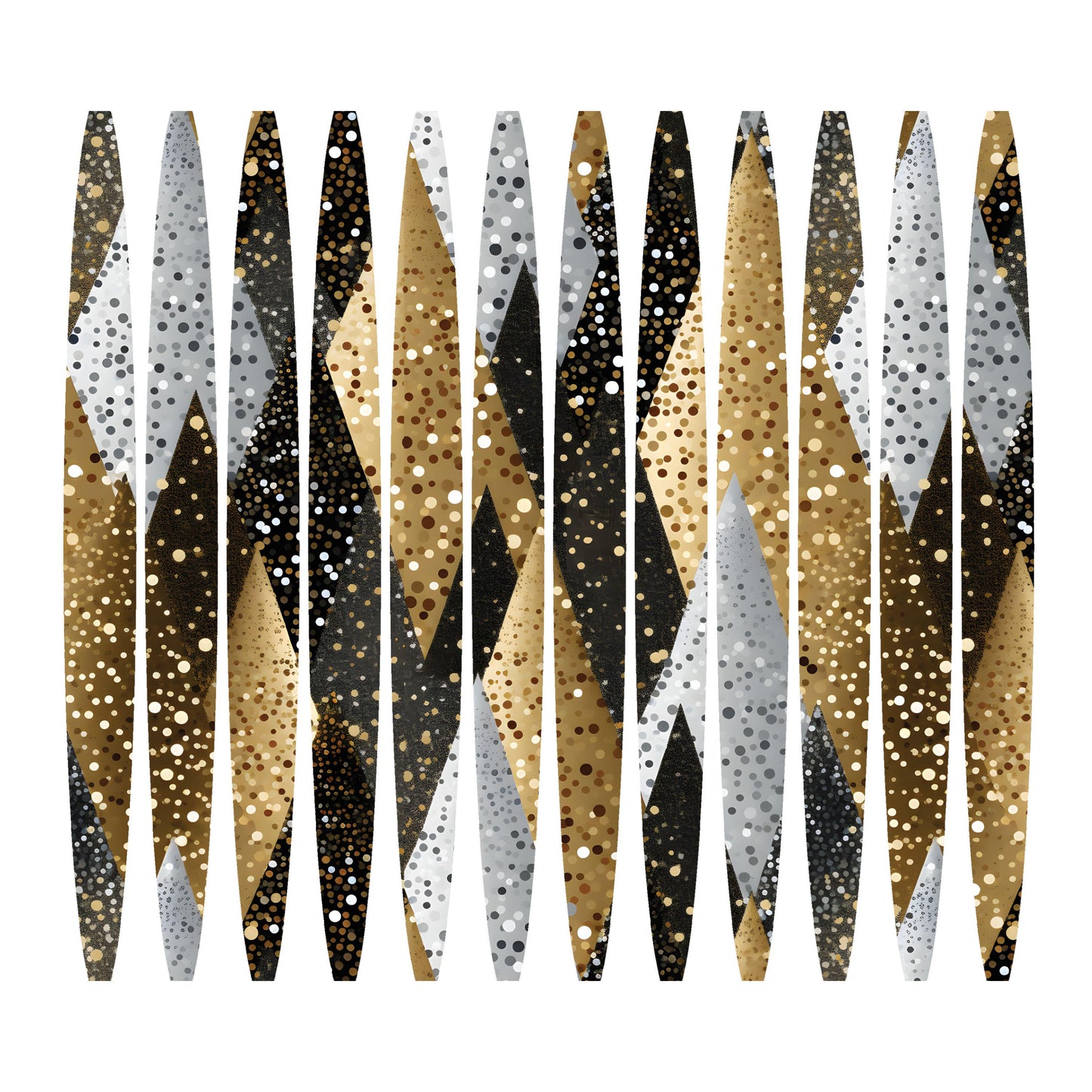 UV DTF Sticker print. Silver Gold Black Glitter stripe pattern template wrap for 20 oz tumblers or diy project made with UV dtf decals.#5226