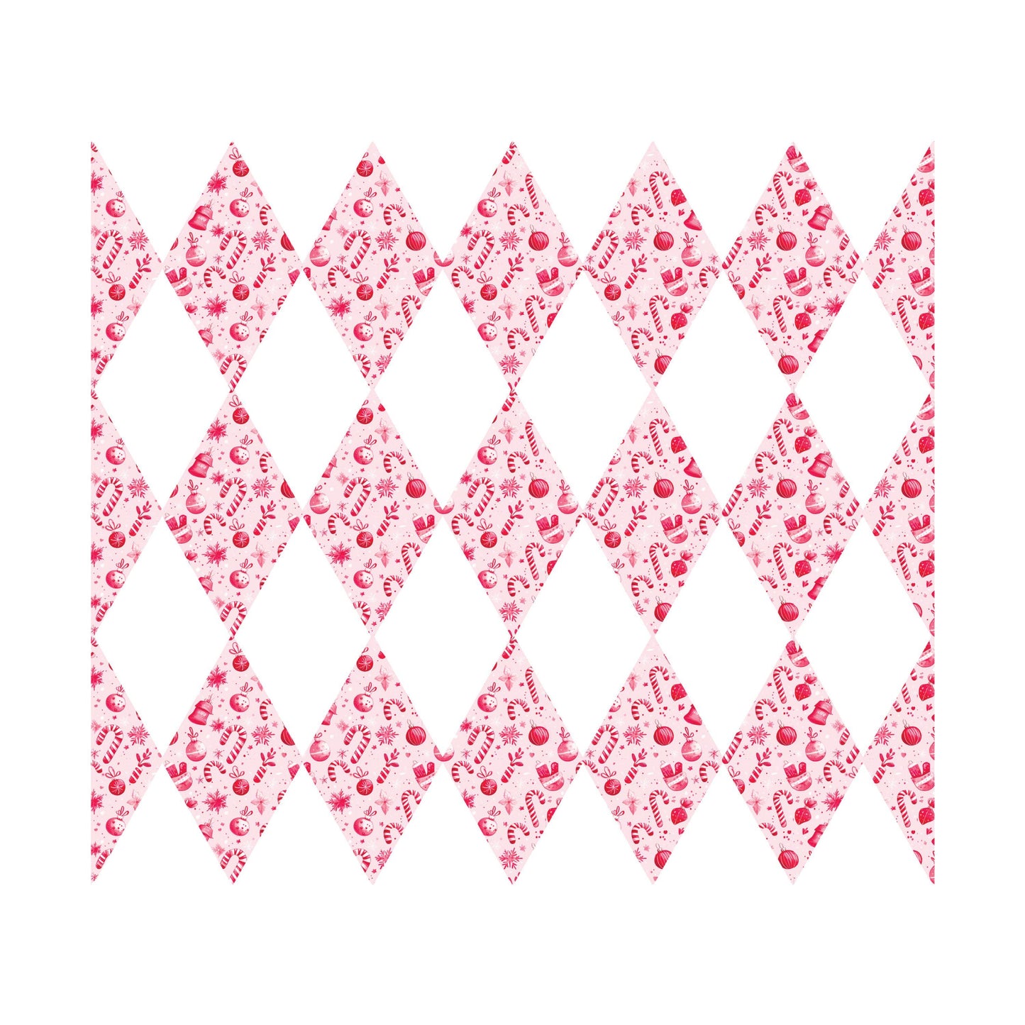 UV DTF Sticker print. Diamond pattern Pink Candy Cane template wrap for 20 oz tumblers or diy project made with UV dtf decals. #5232