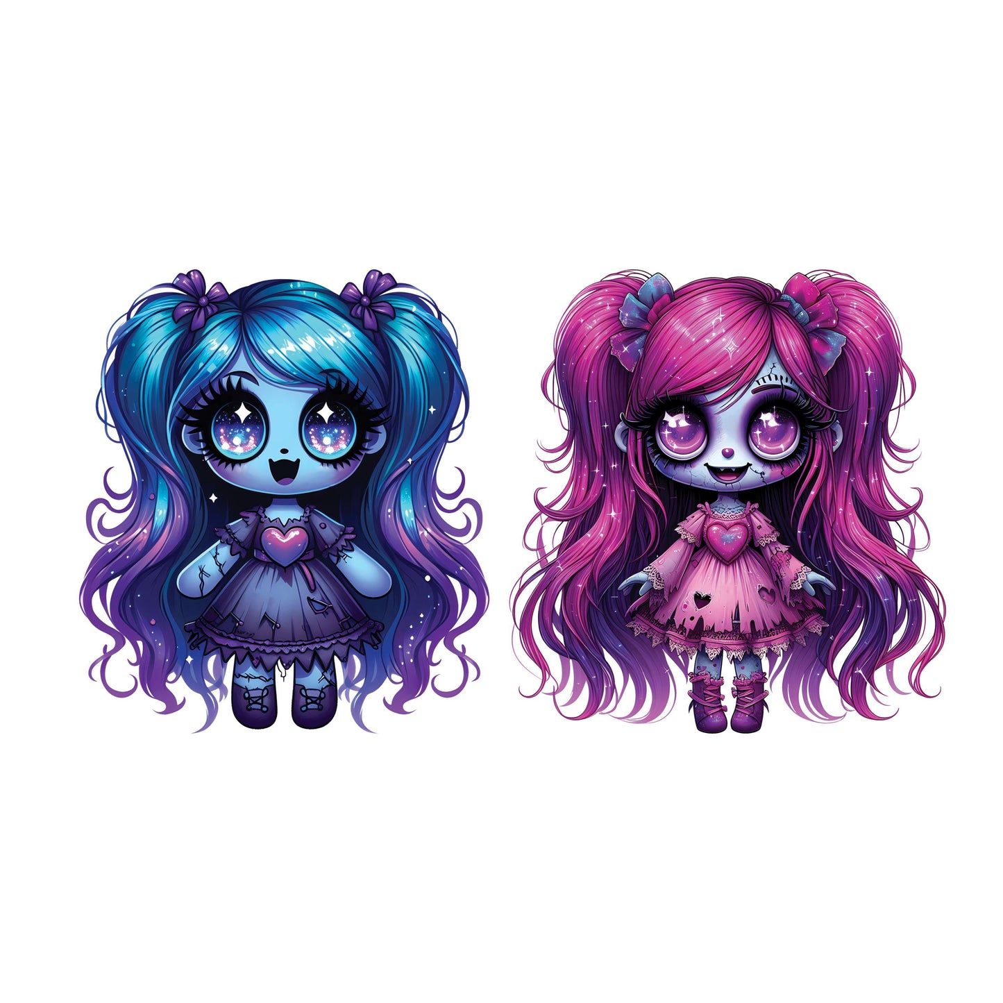 UV DTF Sticker print. Gothic girls set of 2 decals, tumbler decal, permanent sticker. UV wrap for glass can tumbler. #10101