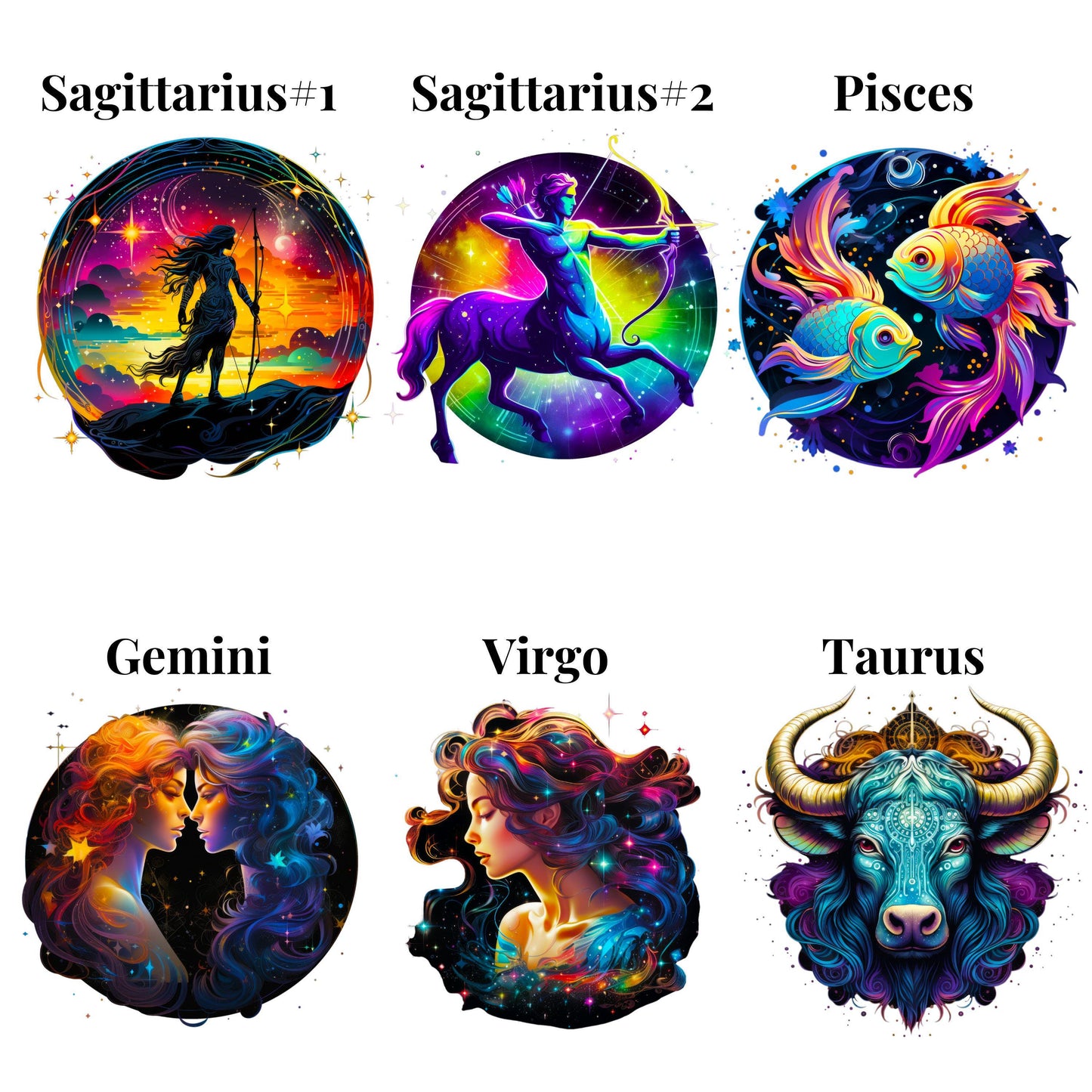 UV DTF Sticker print Zodiac signs birth sign celestial decal, tumbler decal, permanent sticker. Uv wrap for glass can. #10104