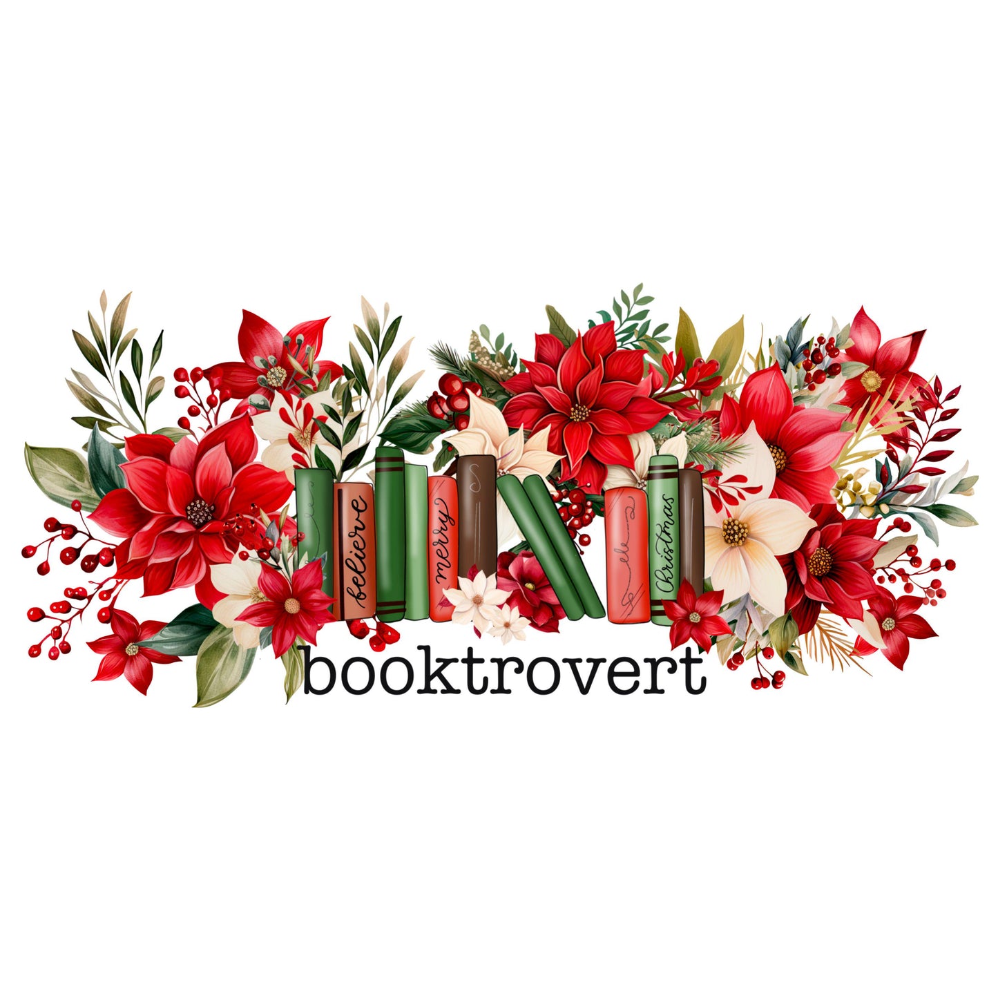 UV DTF Sticker print. Booktrovert Christmas wrap, tumbler decal. UV wrap for glass can tumbler. #5236
