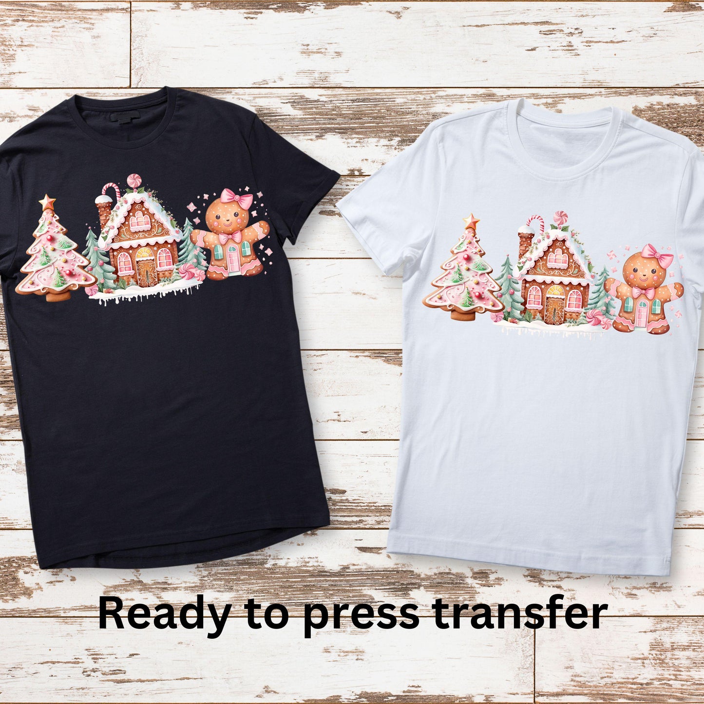 DTF ready to press transfer. Christmas Gingerbread House decal. Direct to film heat press transfer. DTF Print, Heat Transfer.#11102