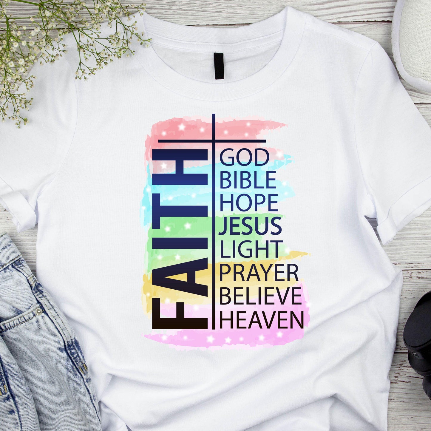 DTF ready to press transfer. Faith watercolor God, Bible, Hope, Jesus, Direct to film heat press transfer. DTF Print, Heat Transfer #11200