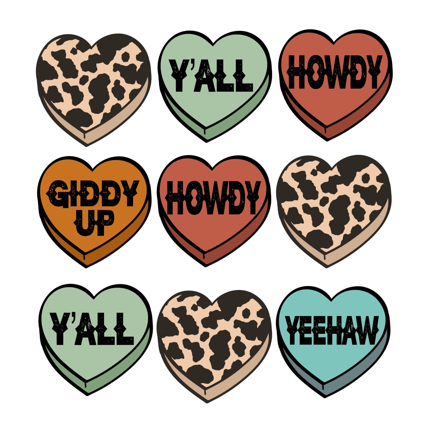 UV DTF Sticker print. Western conversation hearts Valentine's Day decal, tumbler decal, permanent sticker. UV wrap #7262