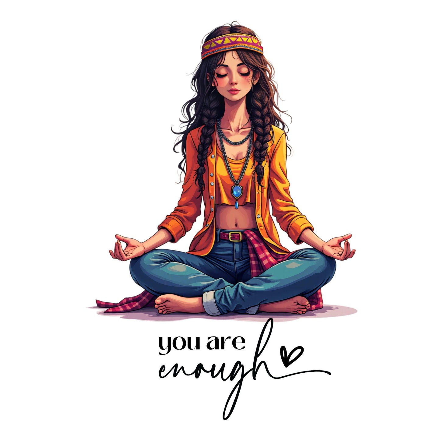 UV DTF Sticker print. Hippie you are enough decal, tumbler decal, permanent sticker. #4325