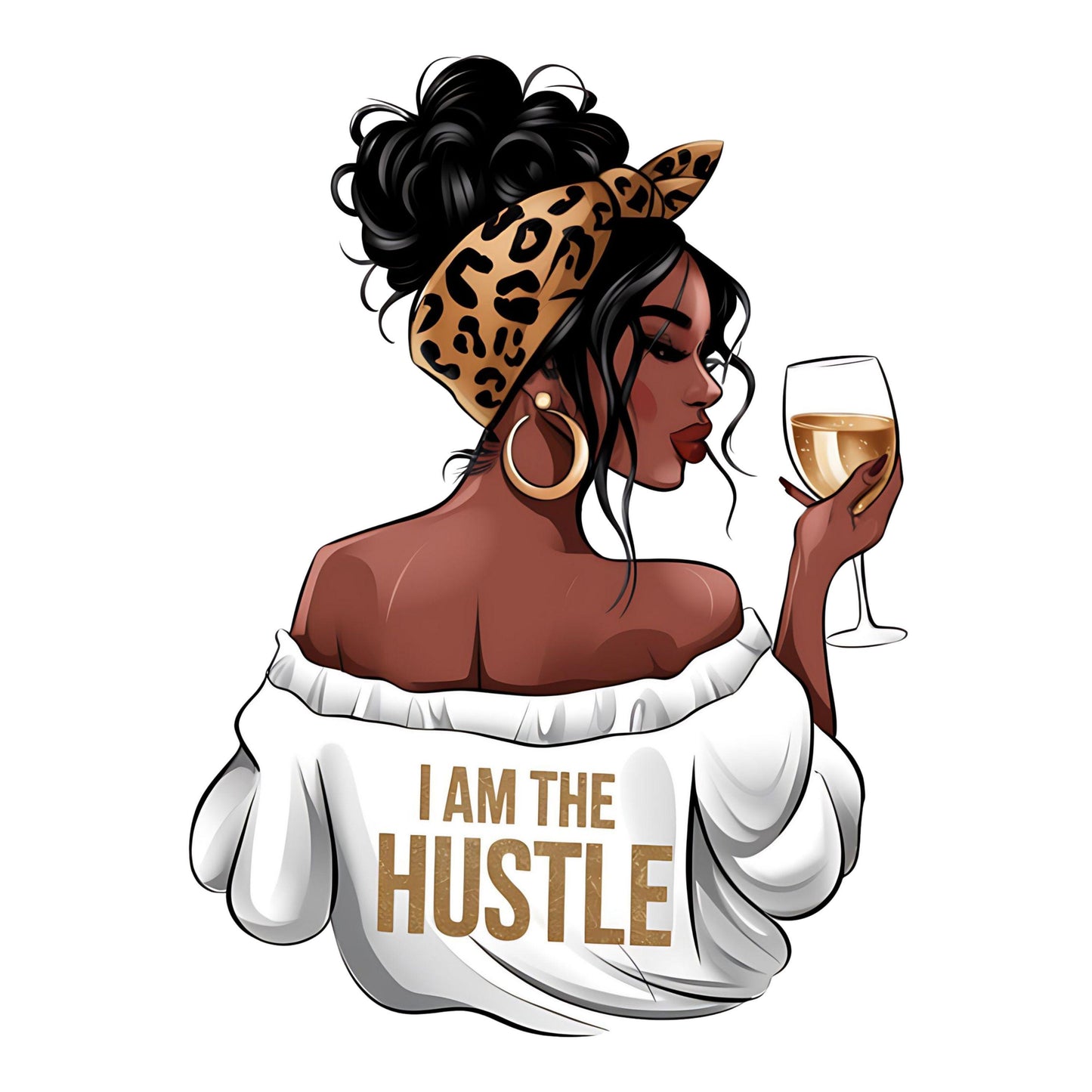 UV DTF Sticker print. I am the hustle boss lady Made with melanin poppin black girl magic decal, tumbler decal, permanent sticker. #4326