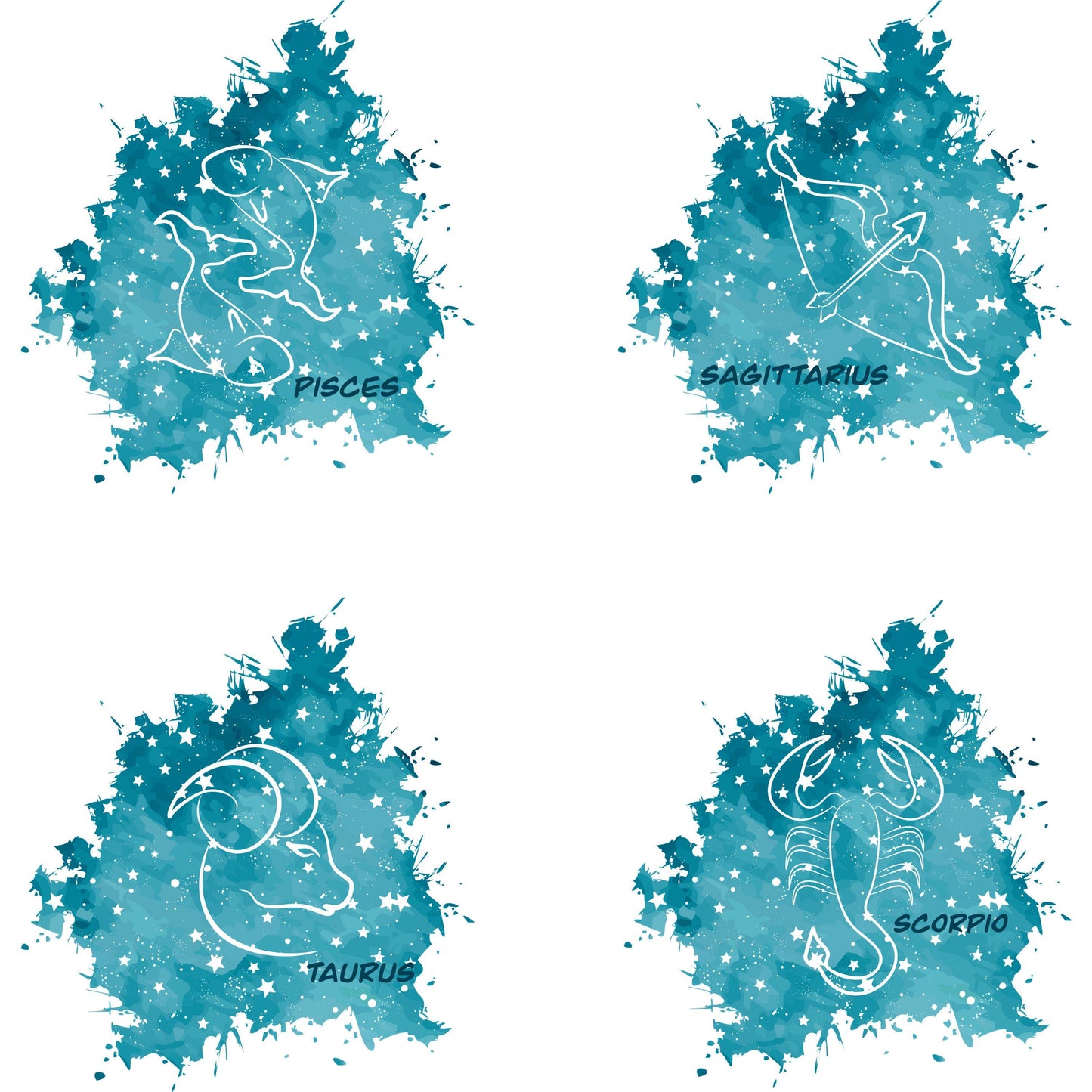 UV DTF Sticker print. Blue zodiac sign decal, tumbler decal, permanent sticker. #4328