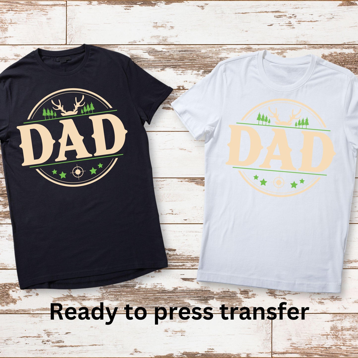 DTF ready to press transfer. Dad deer target hunter gift , Direct to film heat press transfer. DTF Print, Heat Transfer#11214