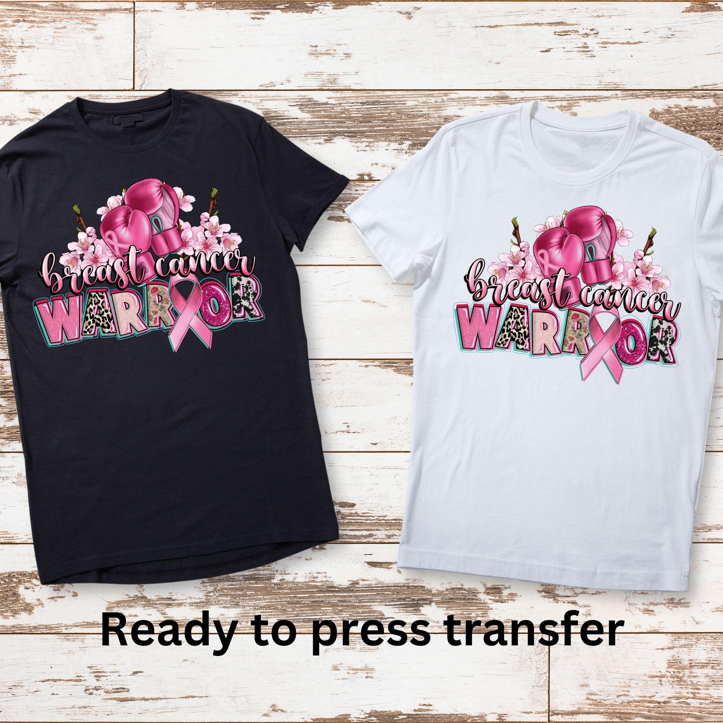 DTF ready to press transfer. Breast Cancer Warrior , Direct to film heat press transfer. DTF Print, Heat Transfer#11217