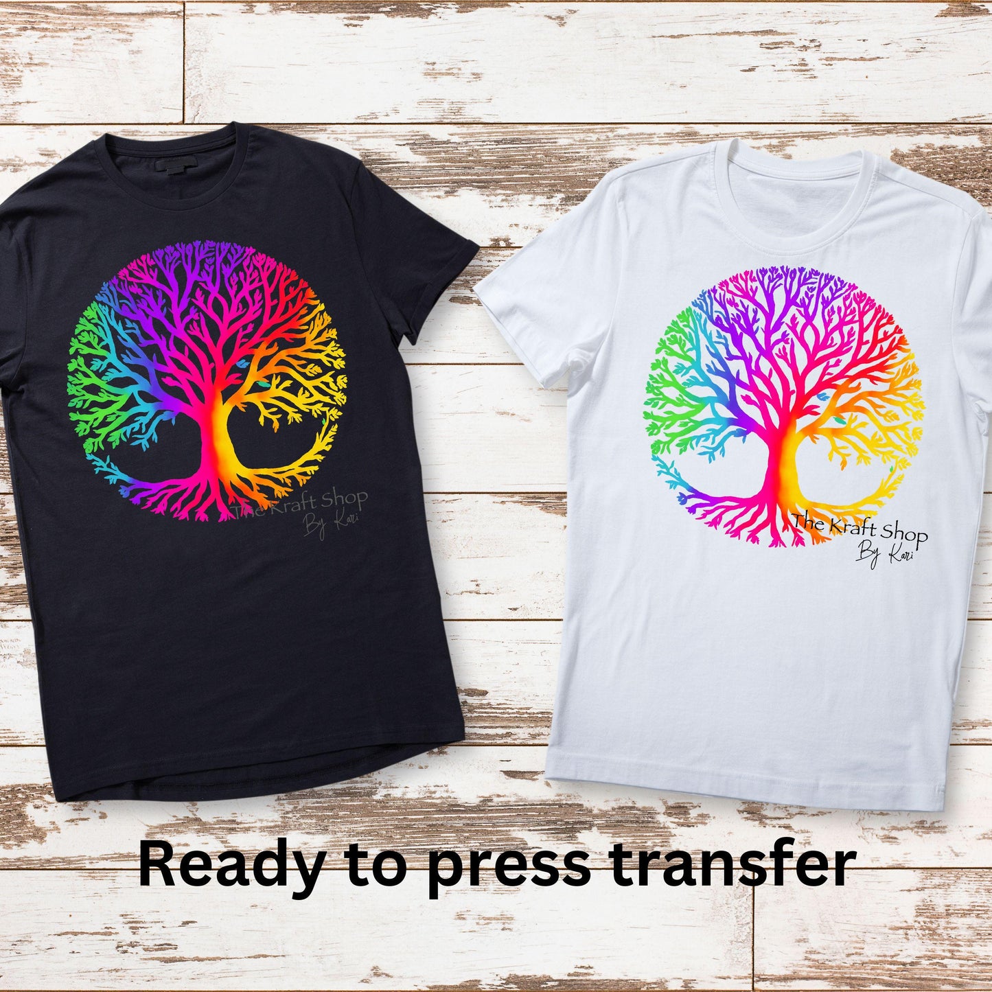 DTF ready to press transfer. Rainbow tree of life , Direct to film heat press transfer. DTF Print #11272