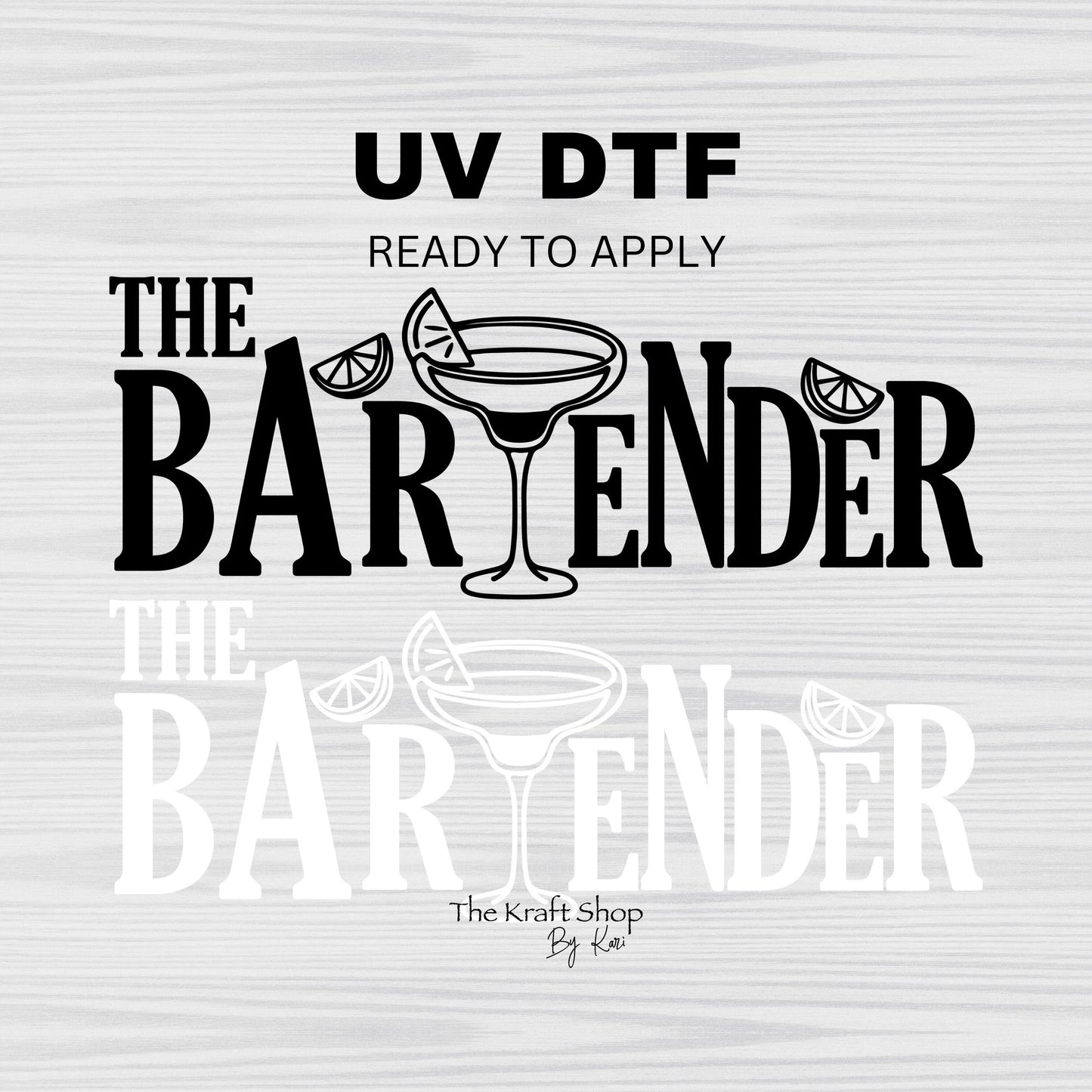 UV DTF Sticker print. The Bartender decal, tumbler decal. UV wrap for glass can tumbler.#4344