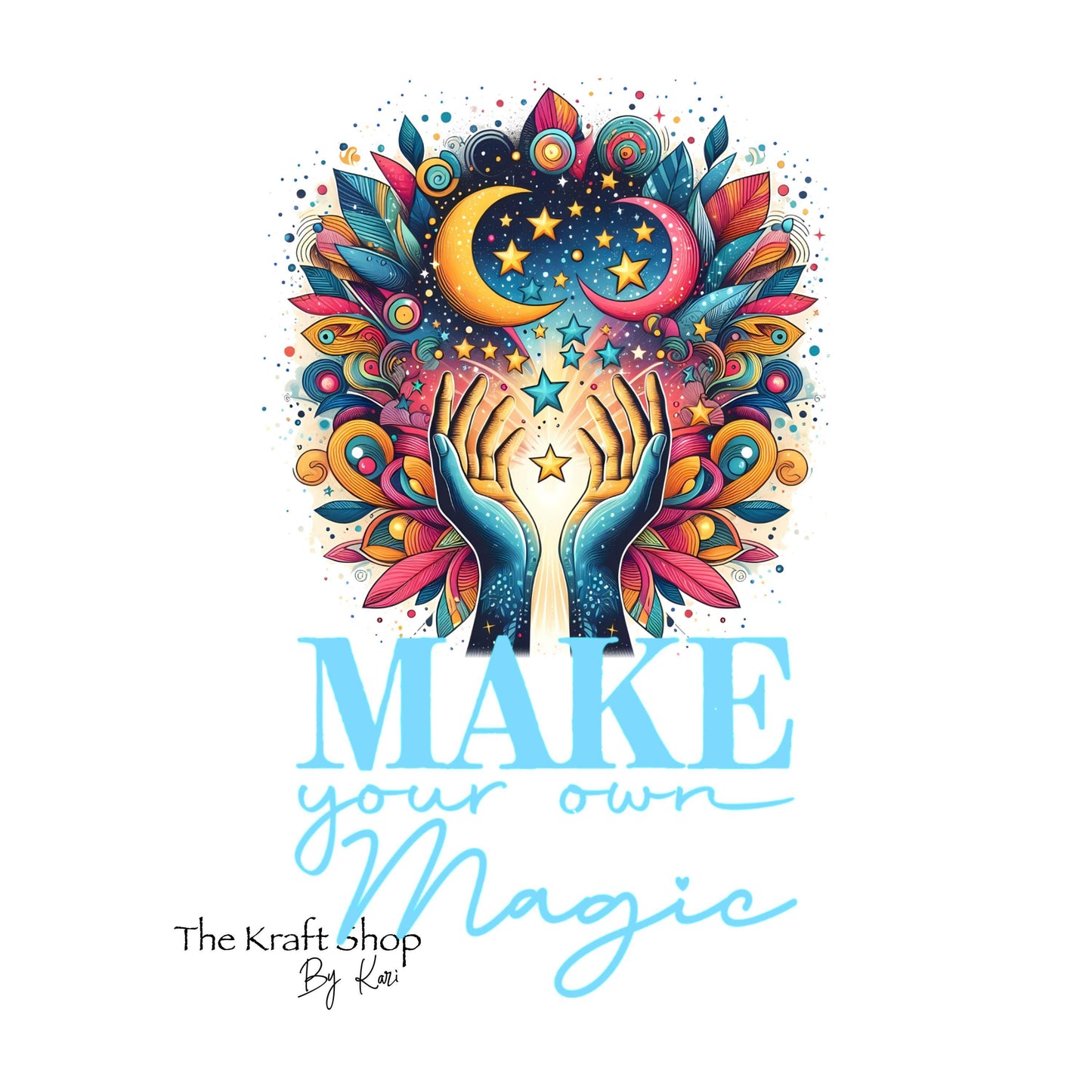 UV DTF Sticker print. Make your own magic moon and stars celestial decal, tumbler decal, permanent sticker. #4350