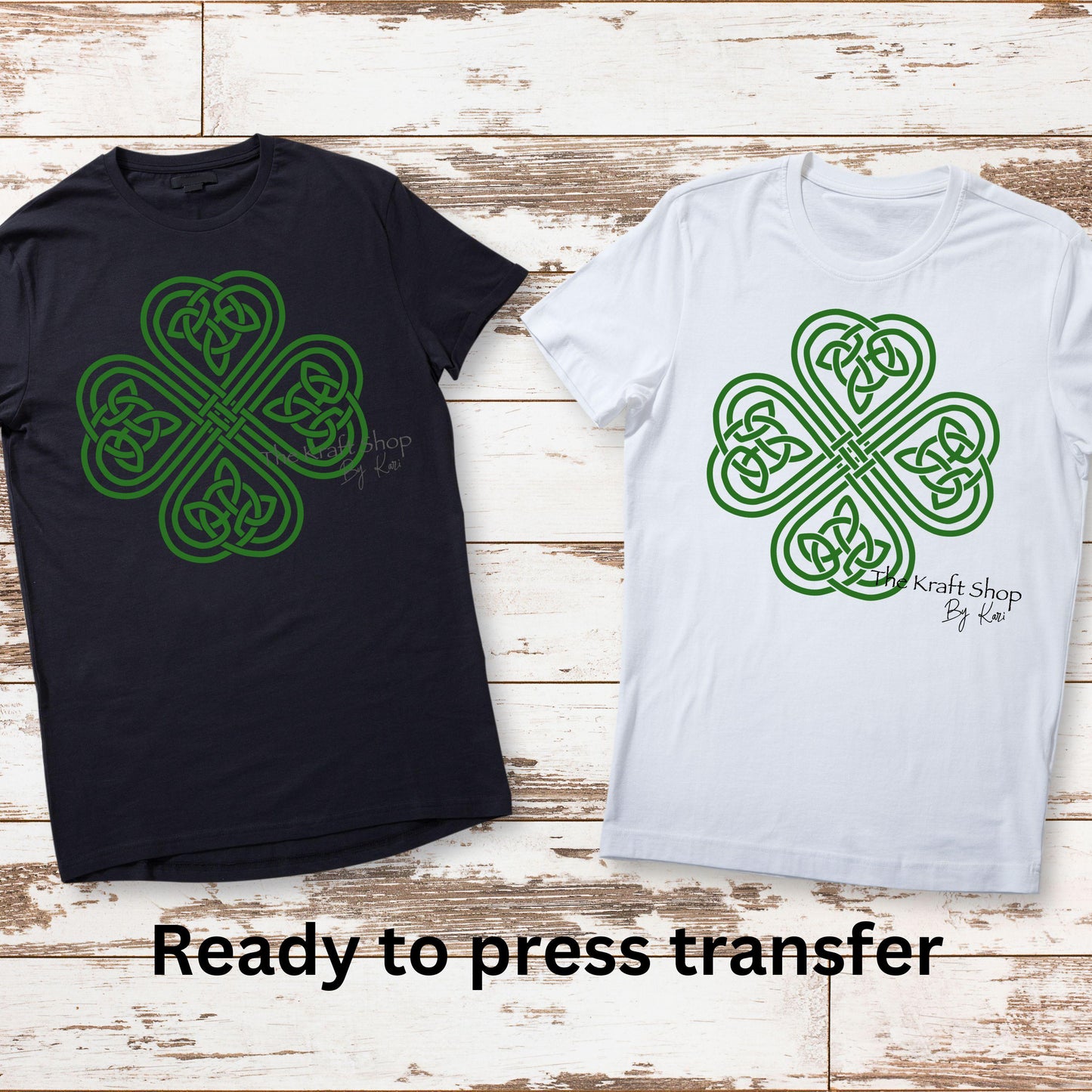 DTF ready to press transfer. Celtic shamrock four leaf clover Luck of the Irish . Direct to film heat press transfer. DTF Print, #11281