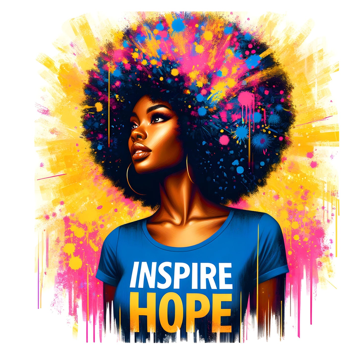 UV DTF Sticker print. Paint splatter inspire hope Made with melanin poppin black girl magic decal, tumbler decal, permanent sticker. #4320